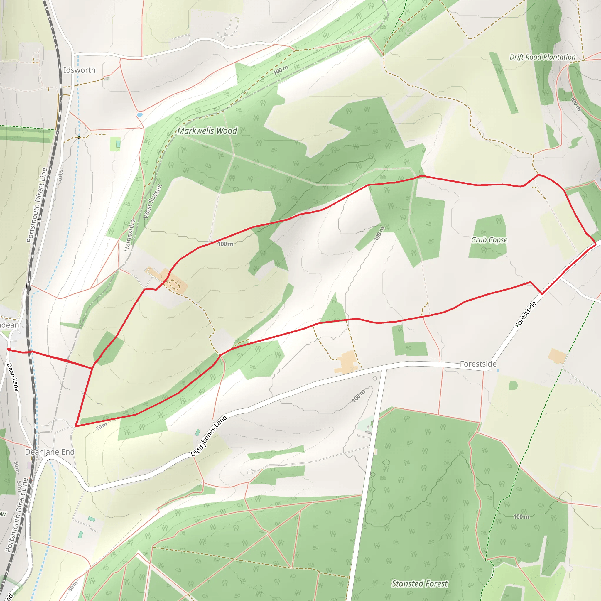 Grub Copse Loop - Finchdean mobile static map