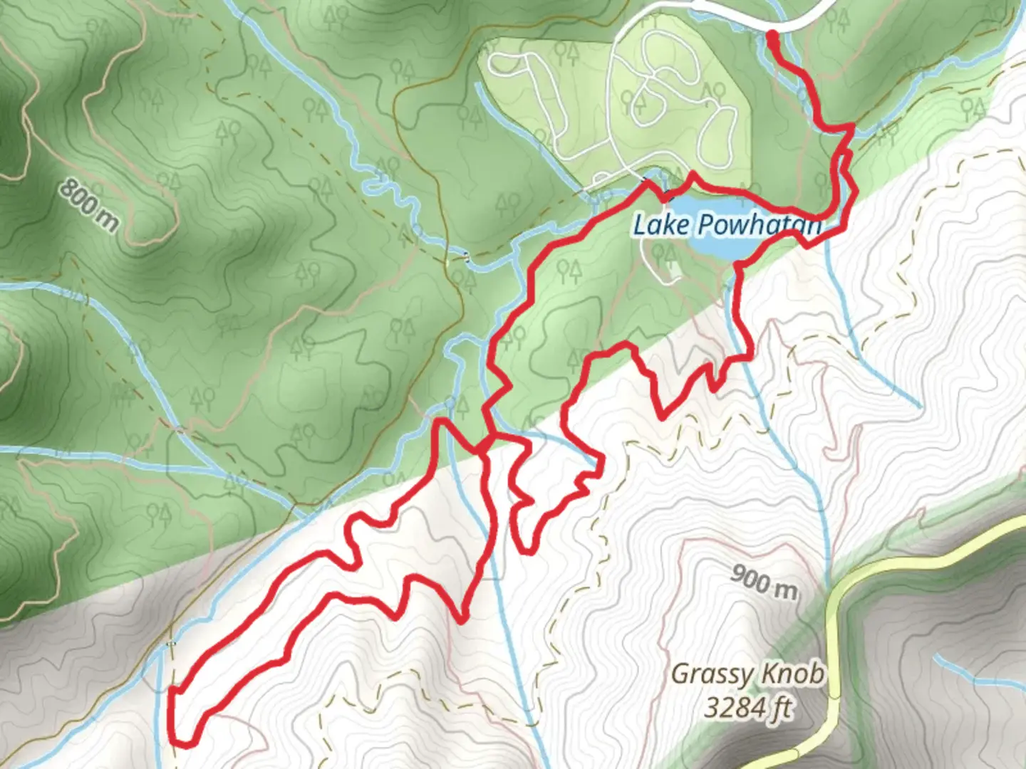 An image depicting the trail Lake Powhatan - Homestead - Deerfield - Pine Tree Loop Trail and its surrounding area.