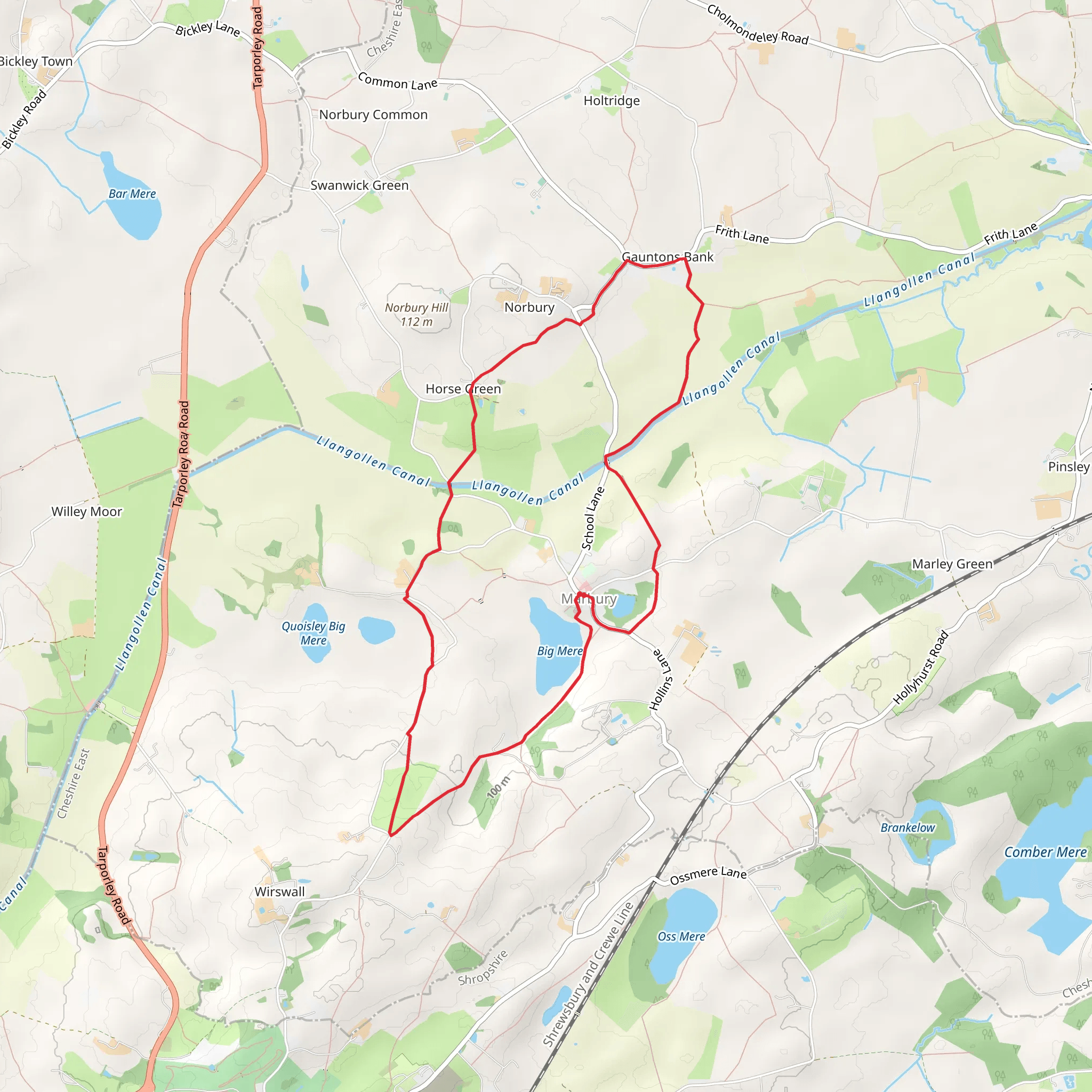 Marbury to Horse Green Loop mobile static map