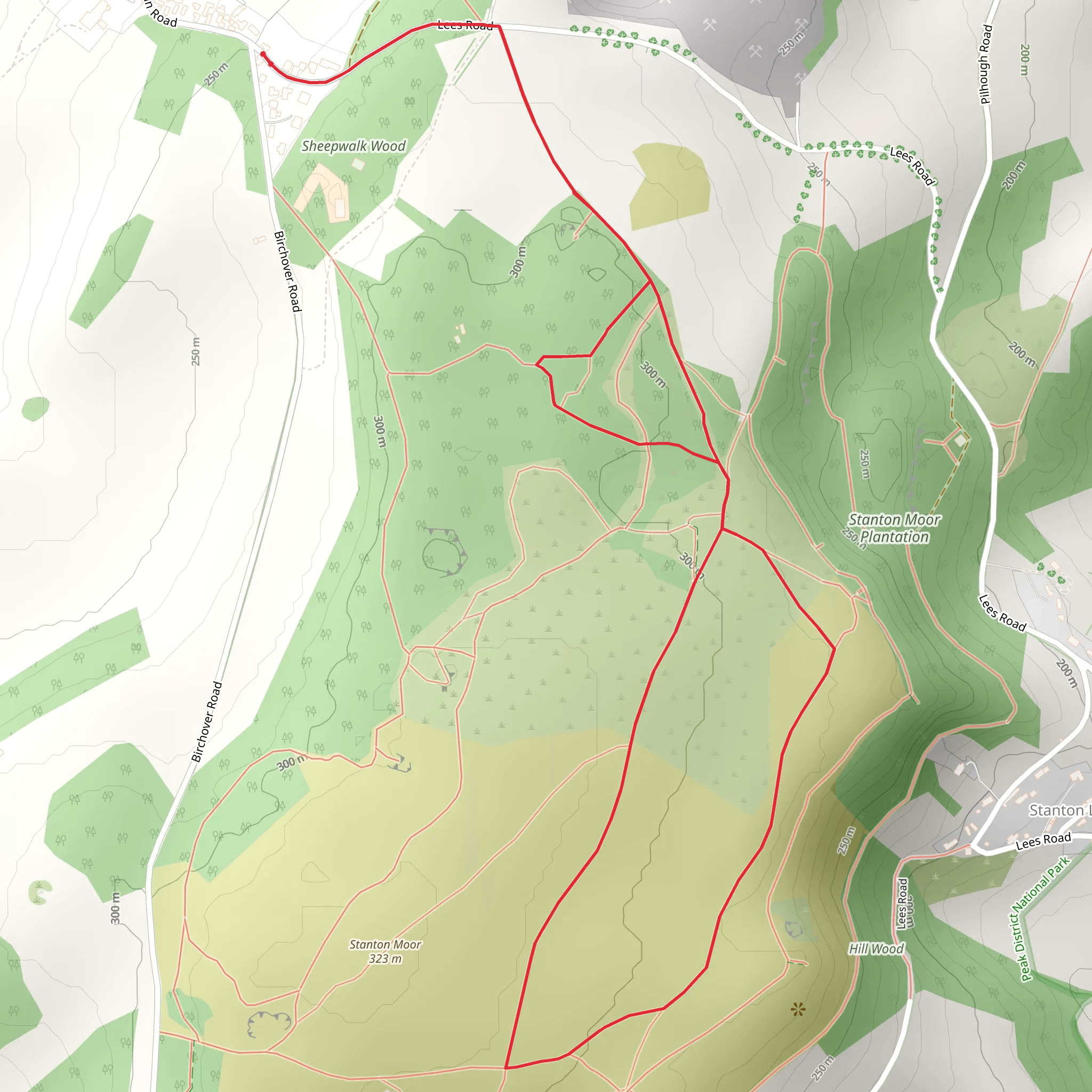 Stanton Moor Plantation Loop mobile static map