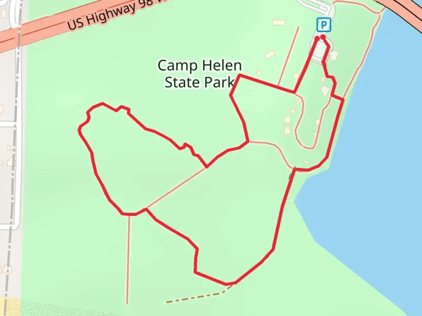 An image depicting the trail Camp Helen State Park Loop and its surrounding area.