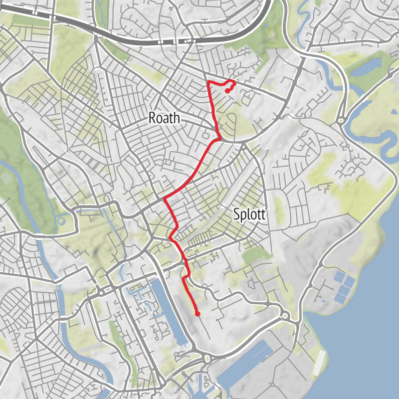A map preview of the recording Cardiff Cycling.