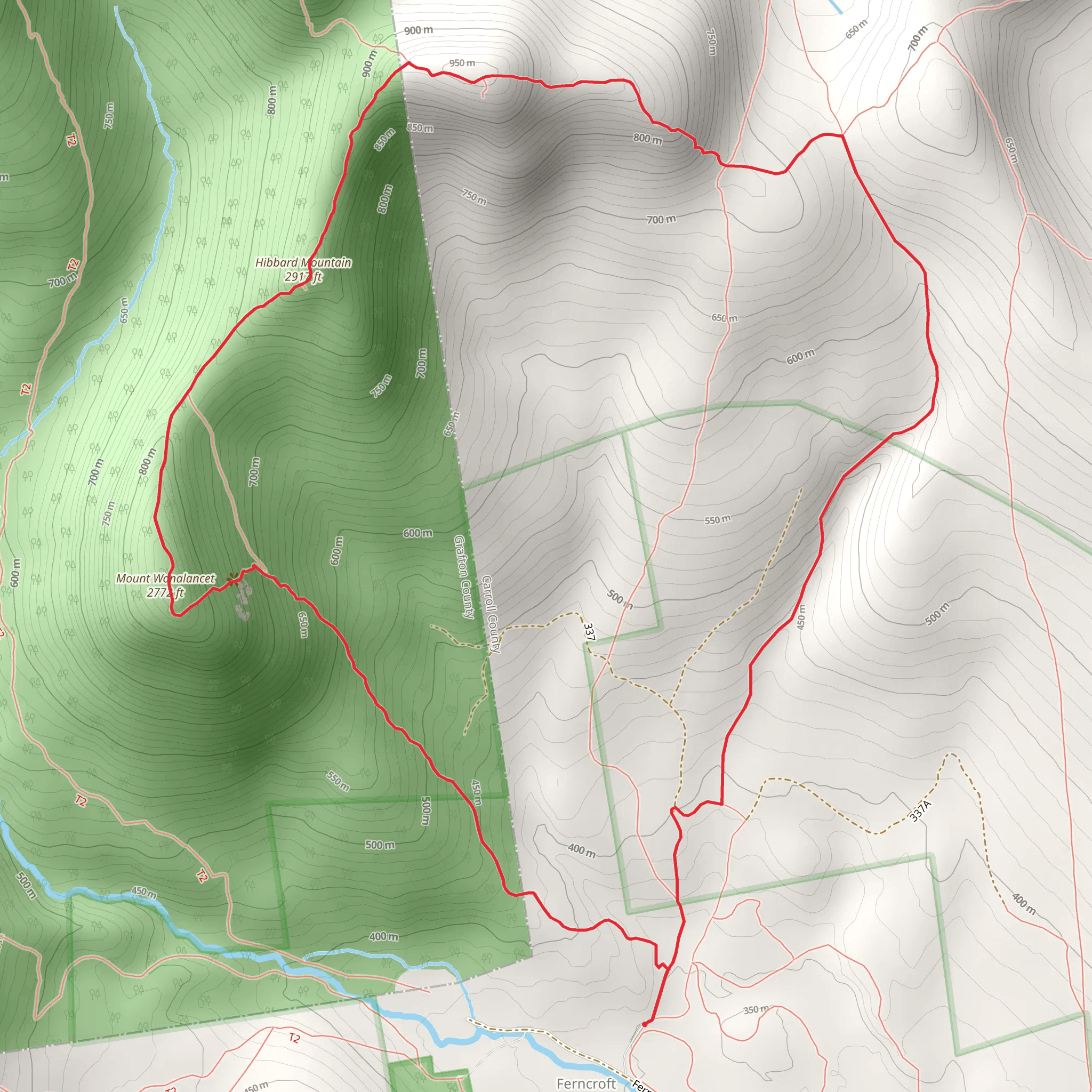 Hibbard Mountain and Mount Wonalancet Loop Trail mobile static map