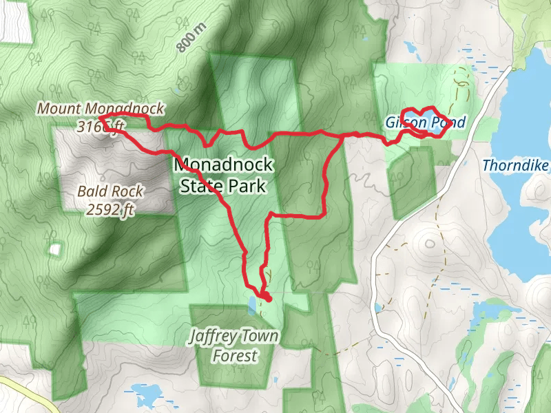 Gilson Pond and Mount Monadnock via Birchtoft Trail and Harling Trail