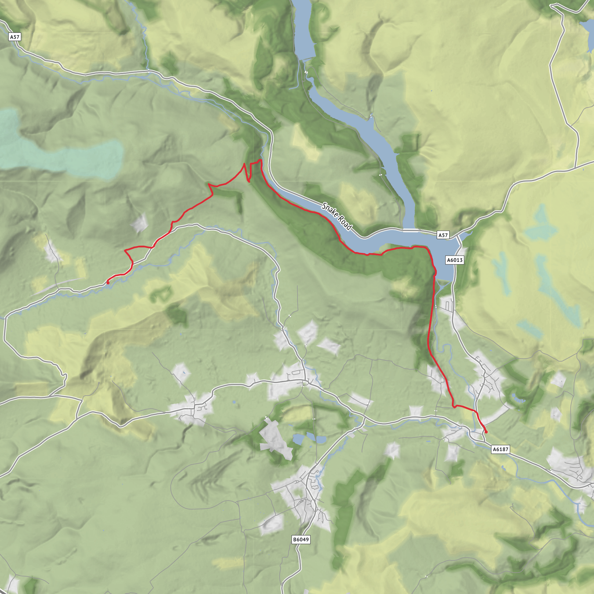 Bamford station to Mill Cottages via ladybower and hope cross mobile static map