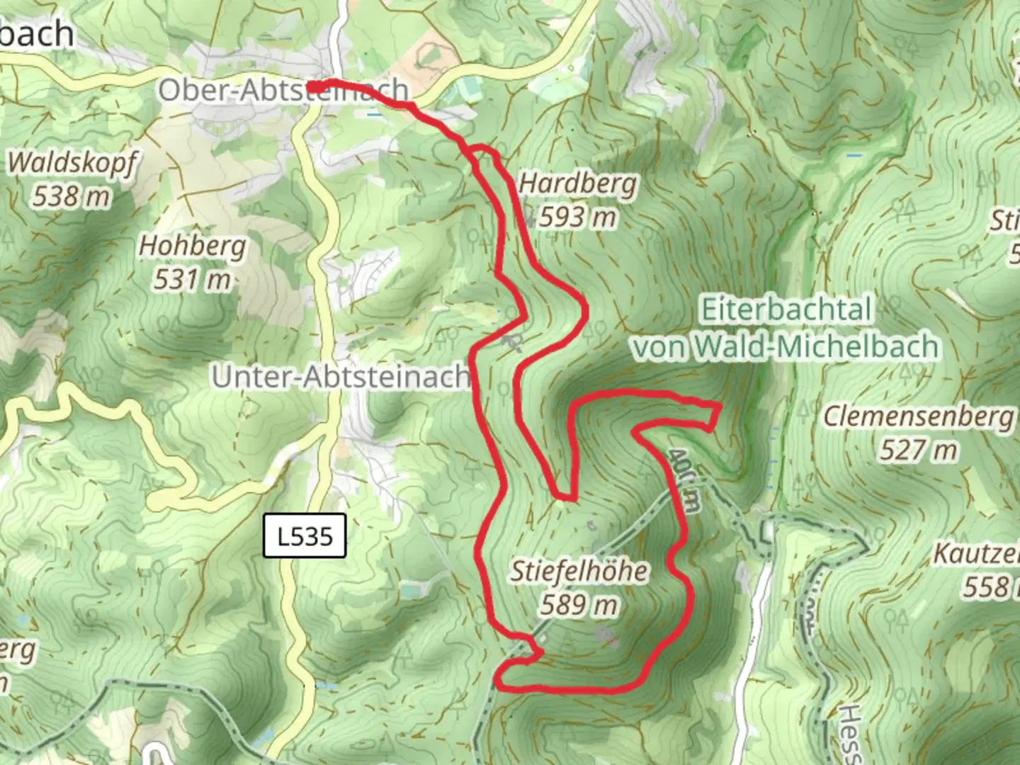 An image depicting the trail Stiefelhöhe Loop via Zentwald and its surrounding area.