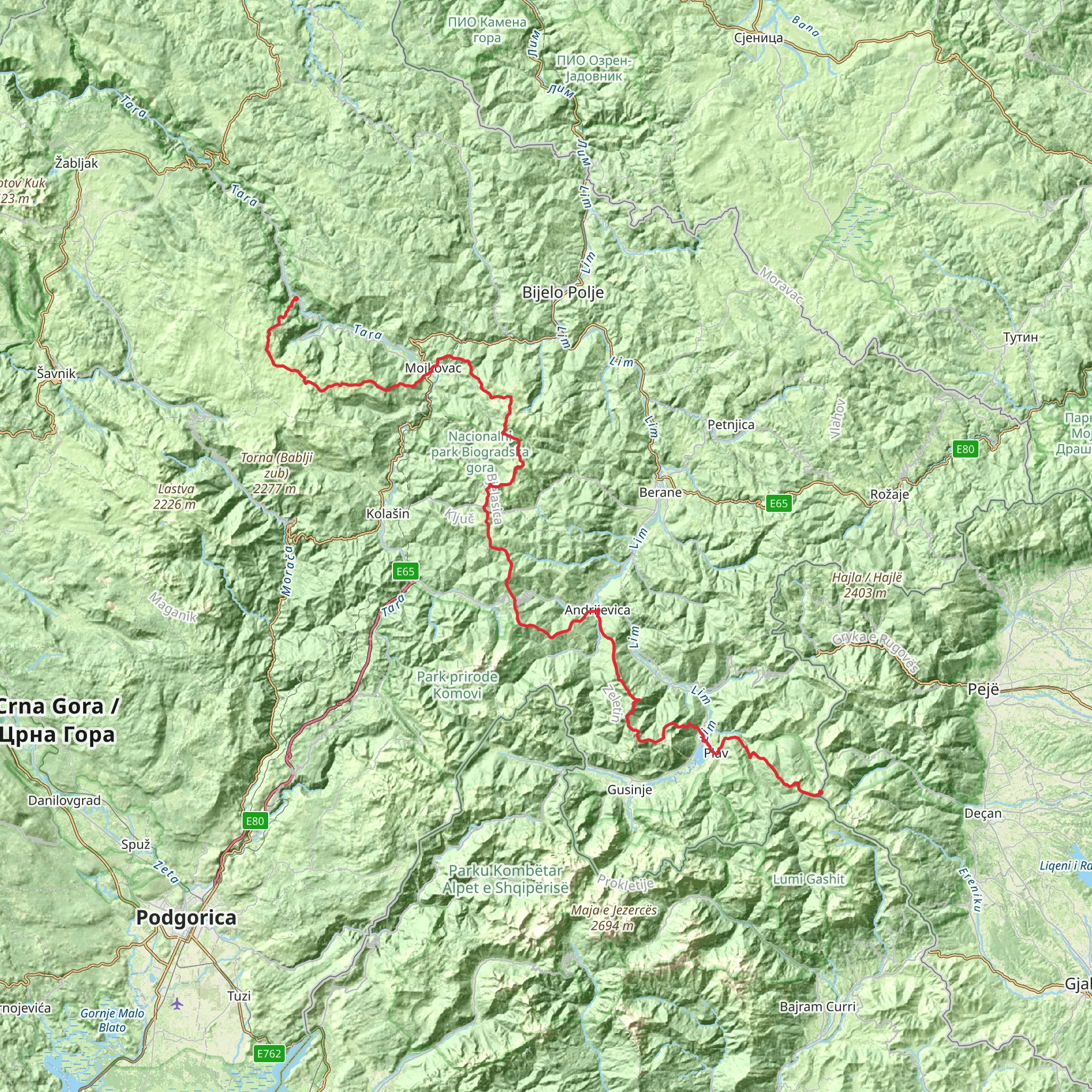 Via Dinarica Montenegro mobile static map