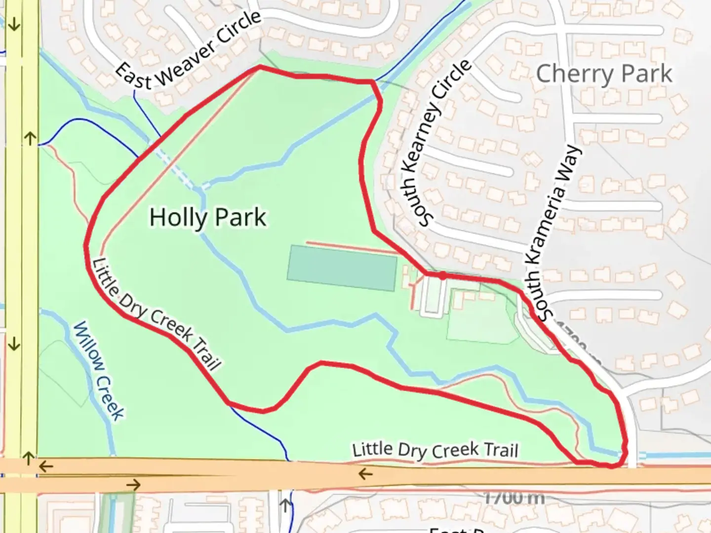 An image depicting the trail Holly Park Loop and its surrounding area.