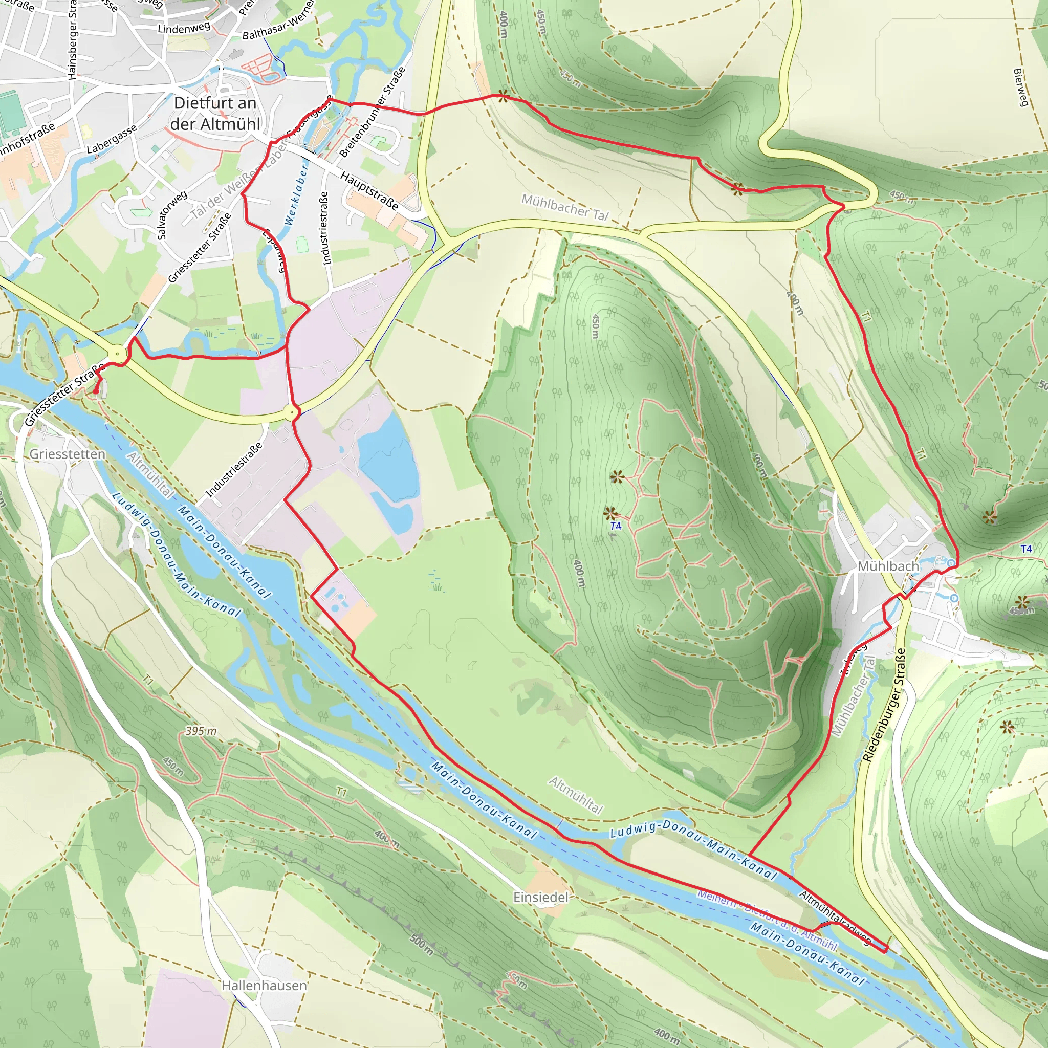 Irrleweg and Jurasteig Hauptroute mobile static map
