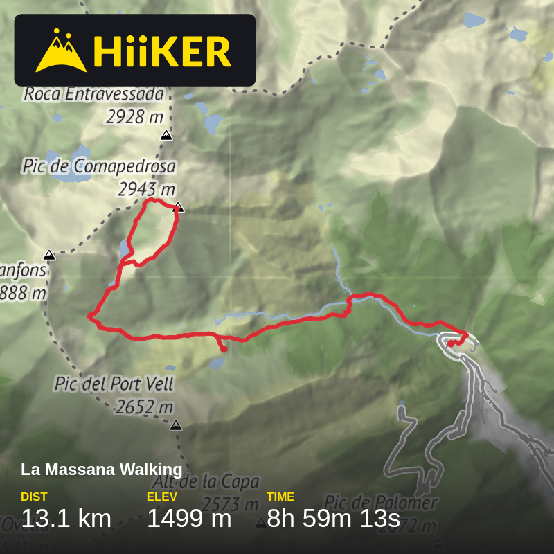 A map preview of the recording La Massana Walking.