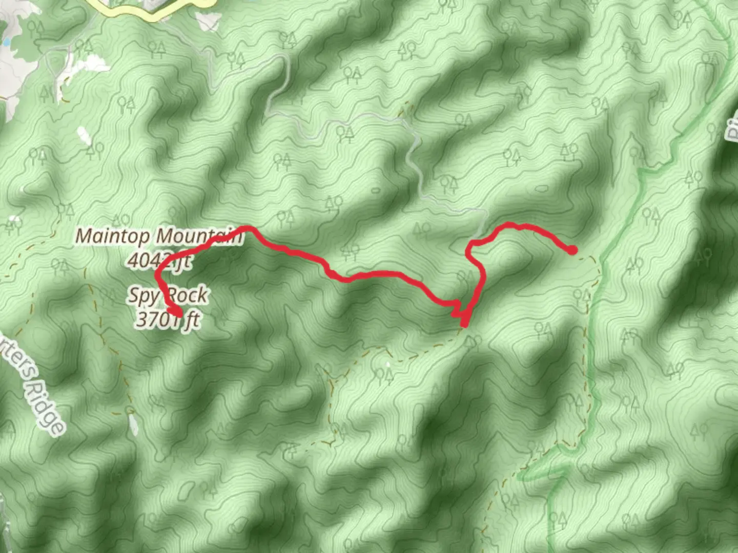 An image depicting the trail Spy Rock and its surrounding area.
