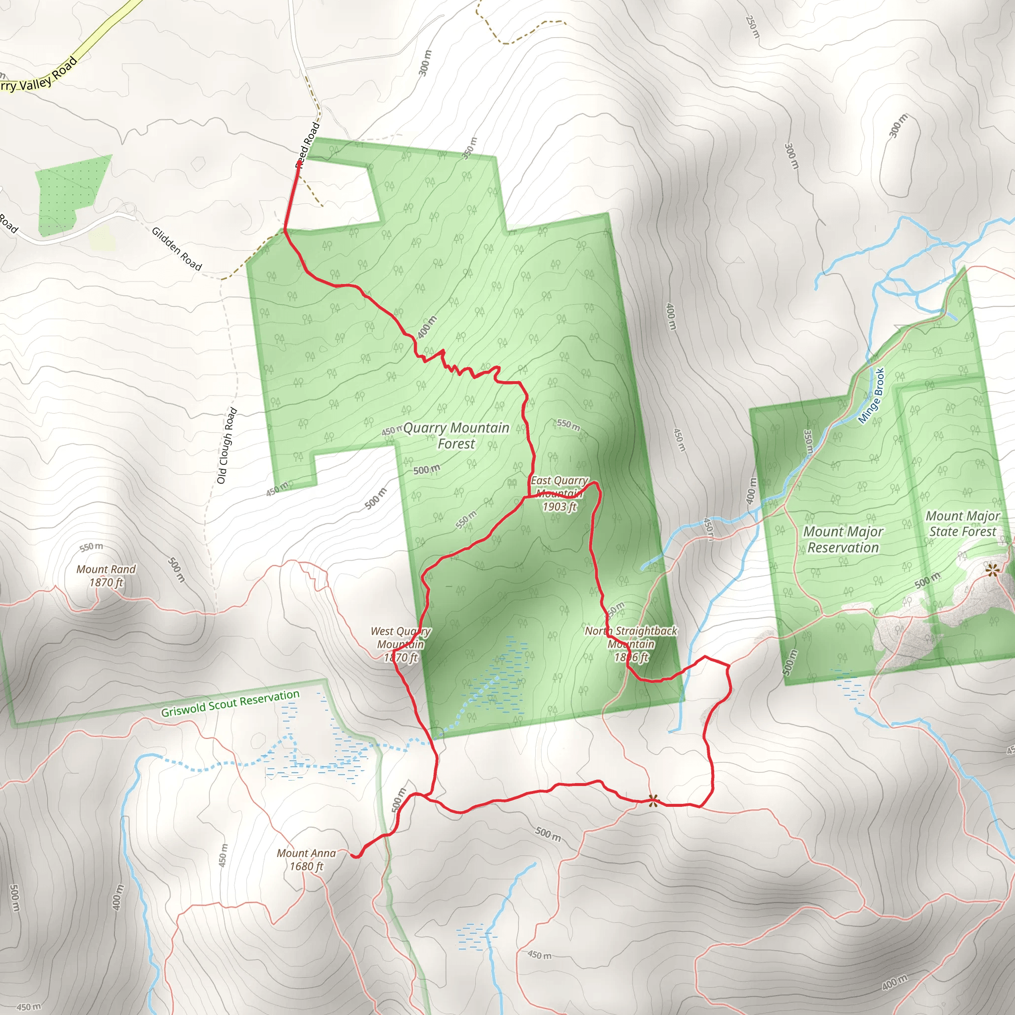 East Quarry - North Straightback - West Quarry Mountain Loop Trail mobile static map