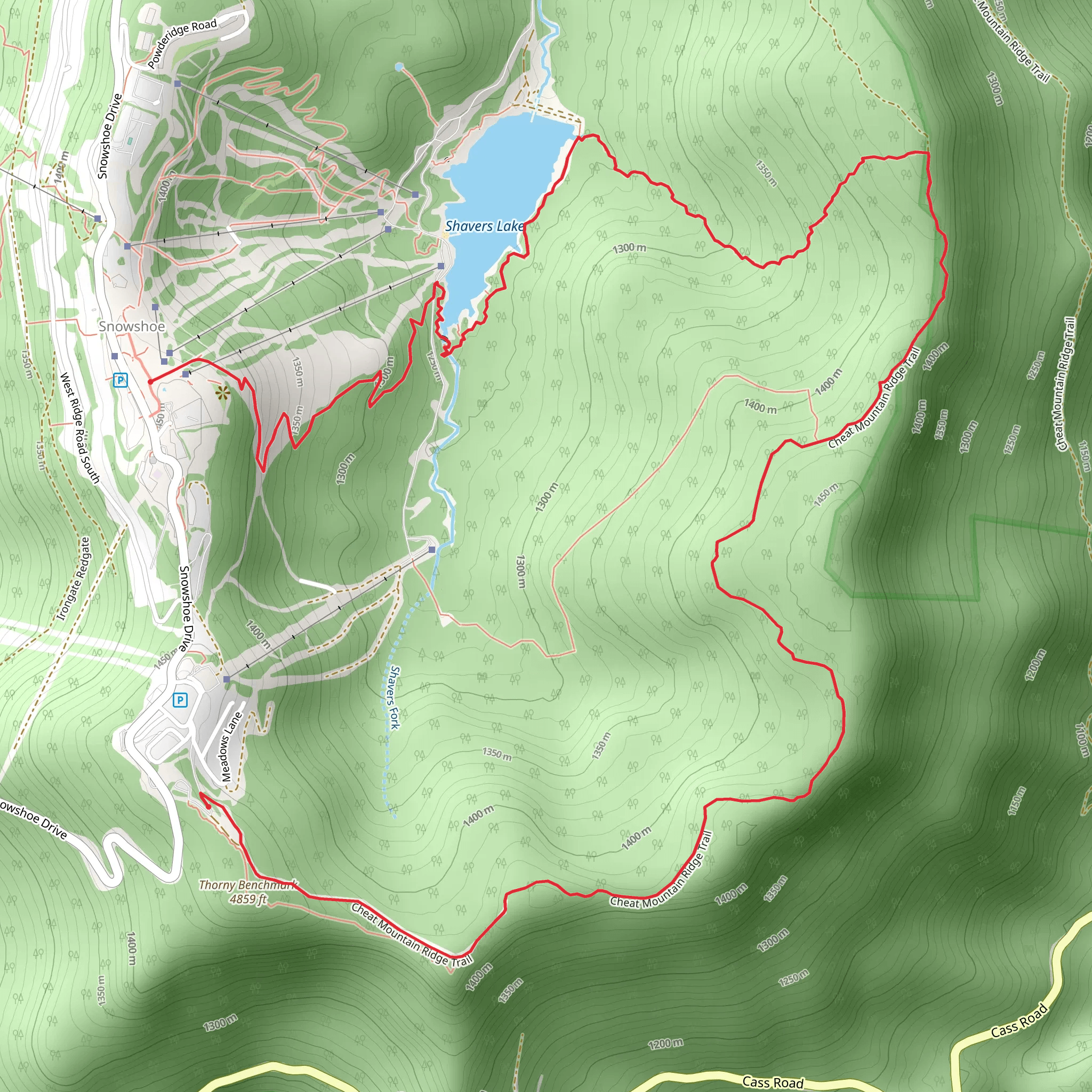 Cheat Mountain Ridge Trail and Bail Out Trail mobile static map
