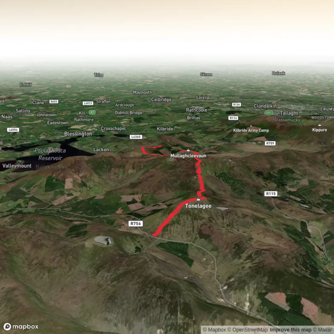 An image depicting the trail Wicklow Gap and Black Hill and its surrounding area.