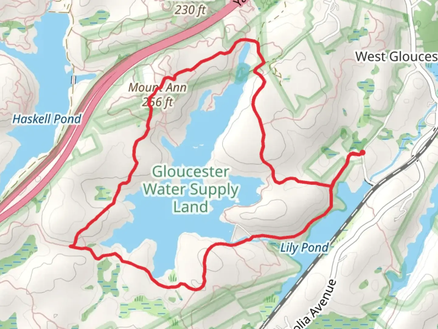 An image depicting the trail Mount Ann and Dykes Pond Loop Trail and its surrounding area.