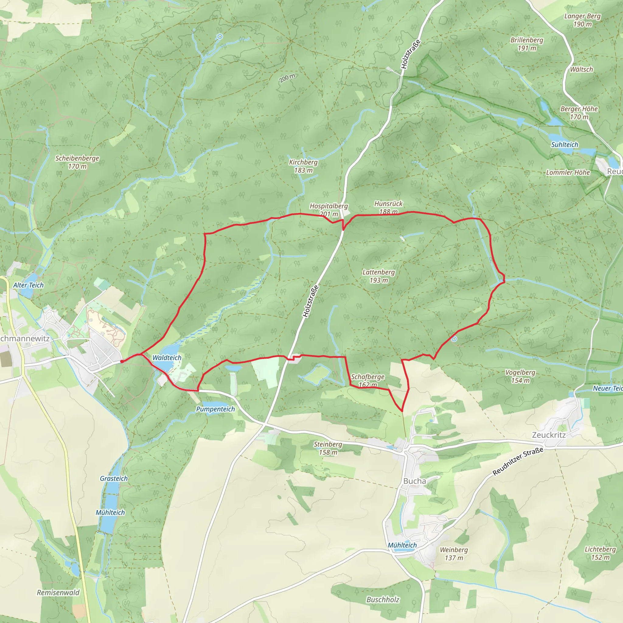 Waldteich via Waldmeistersteg and N Weg mobile static map