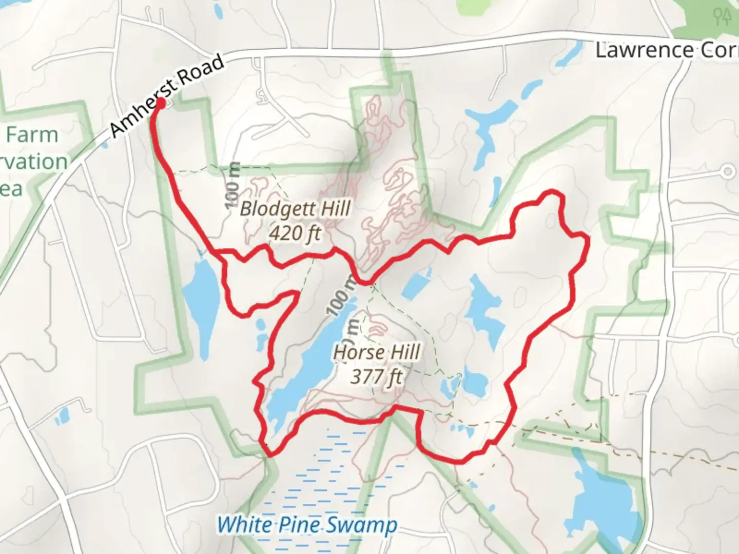 An image depicting the trail Blodgett Hill Loop and its surrounding area.