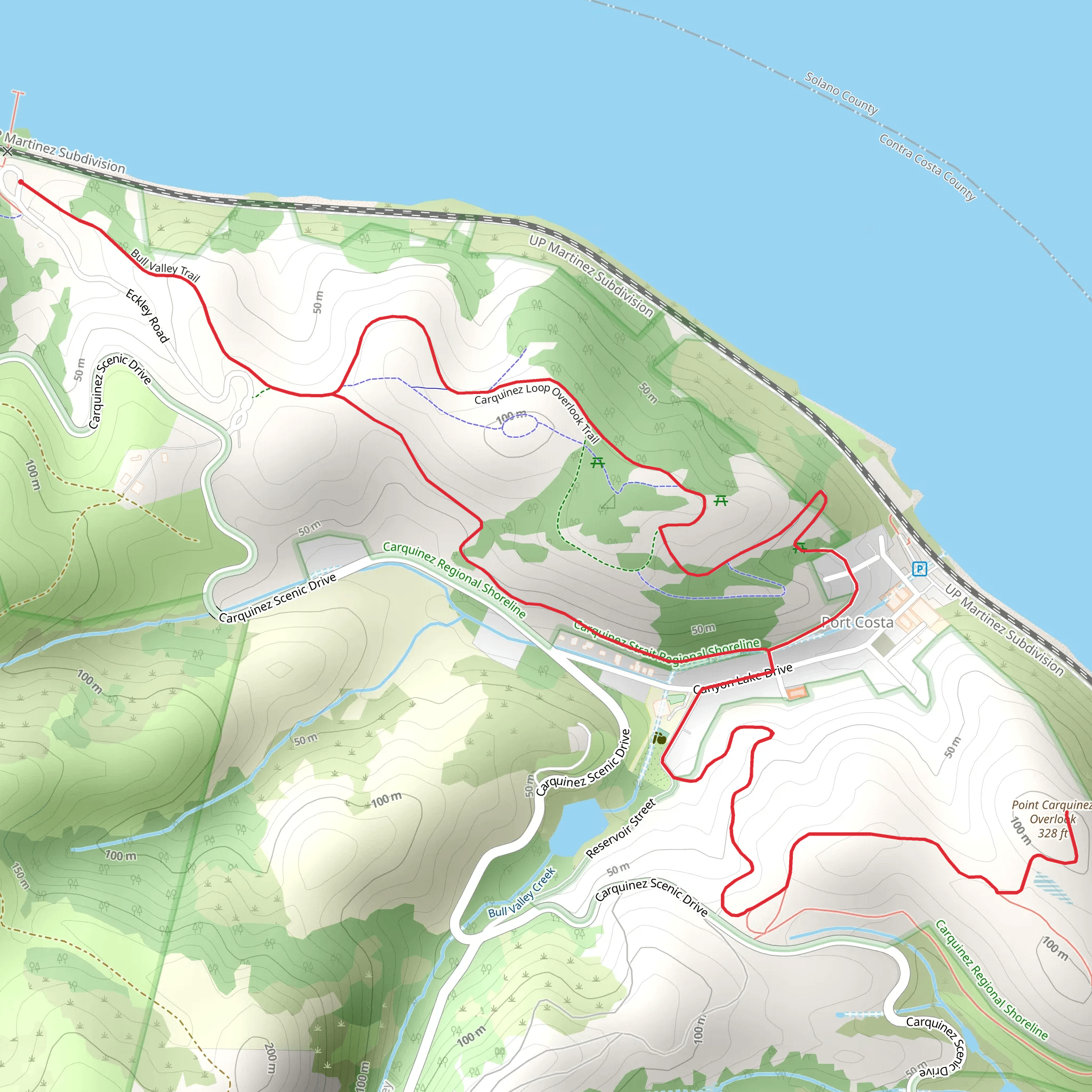 Bull Valley and Carquinez Loop Overlook Loop Trail mobile static map