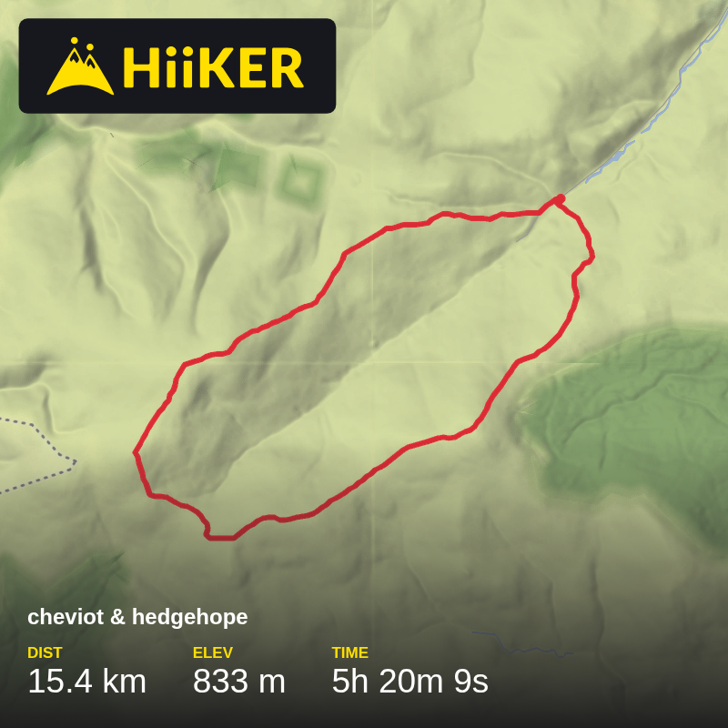 A map preview of the recording cheviot & hedgehope.