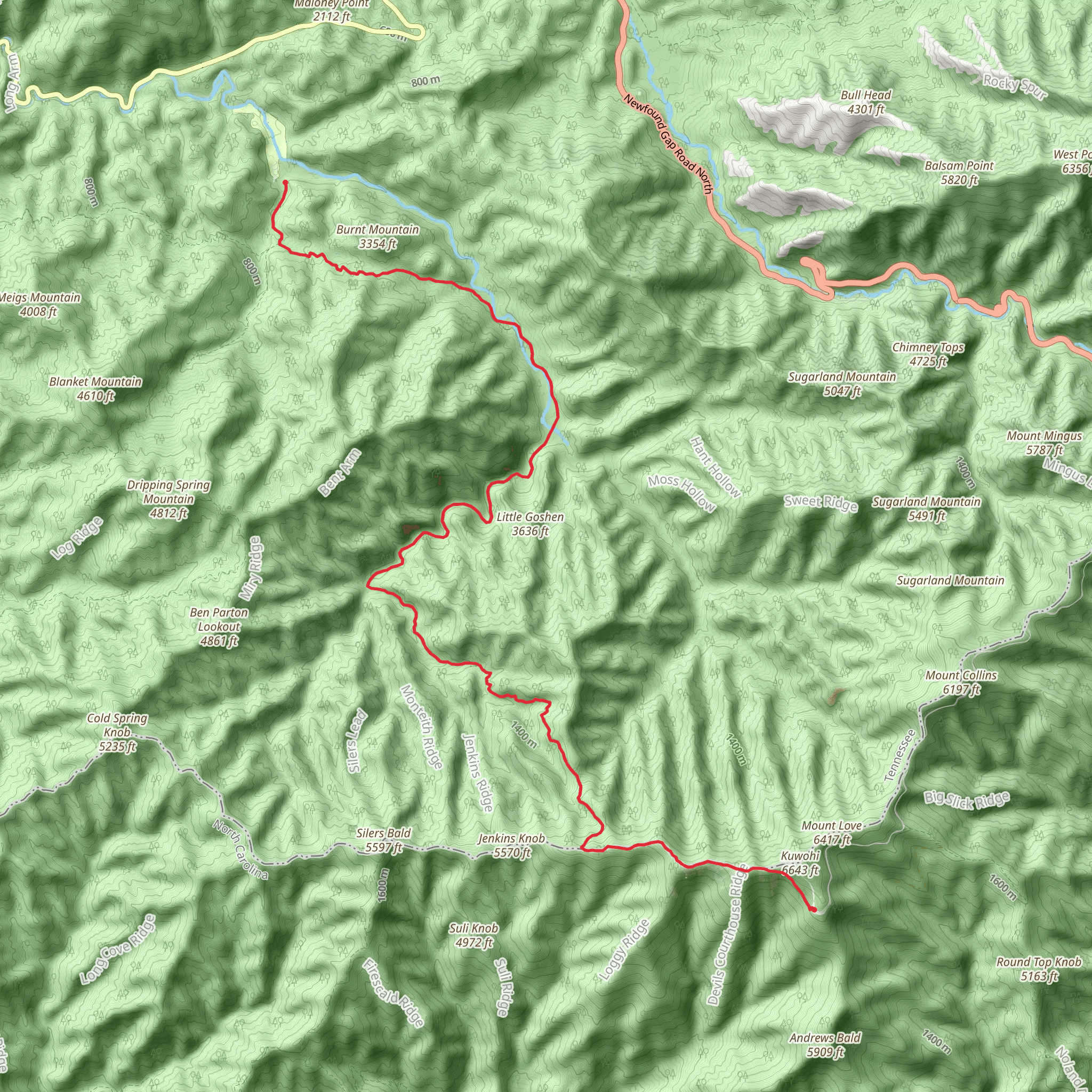 Little River and Goshen Prong Trail mobile static map