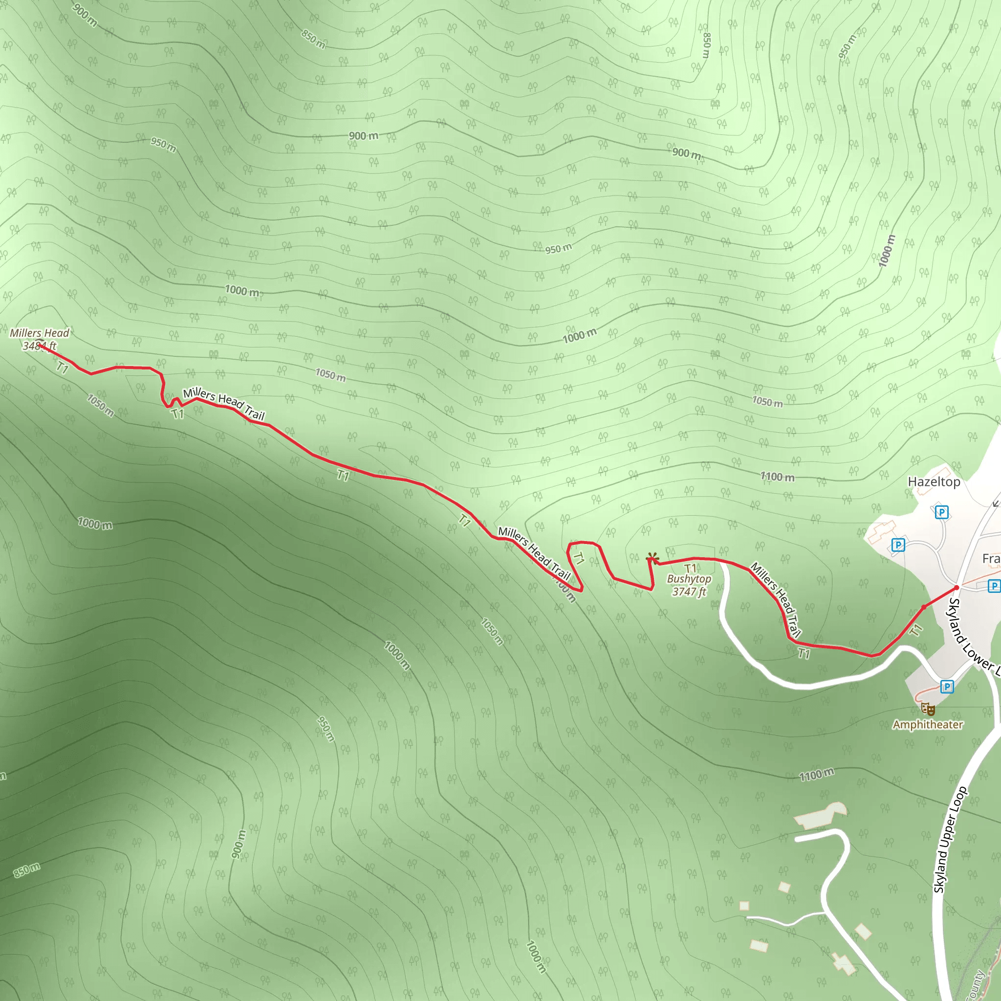 Millers Head Trail mobile static map