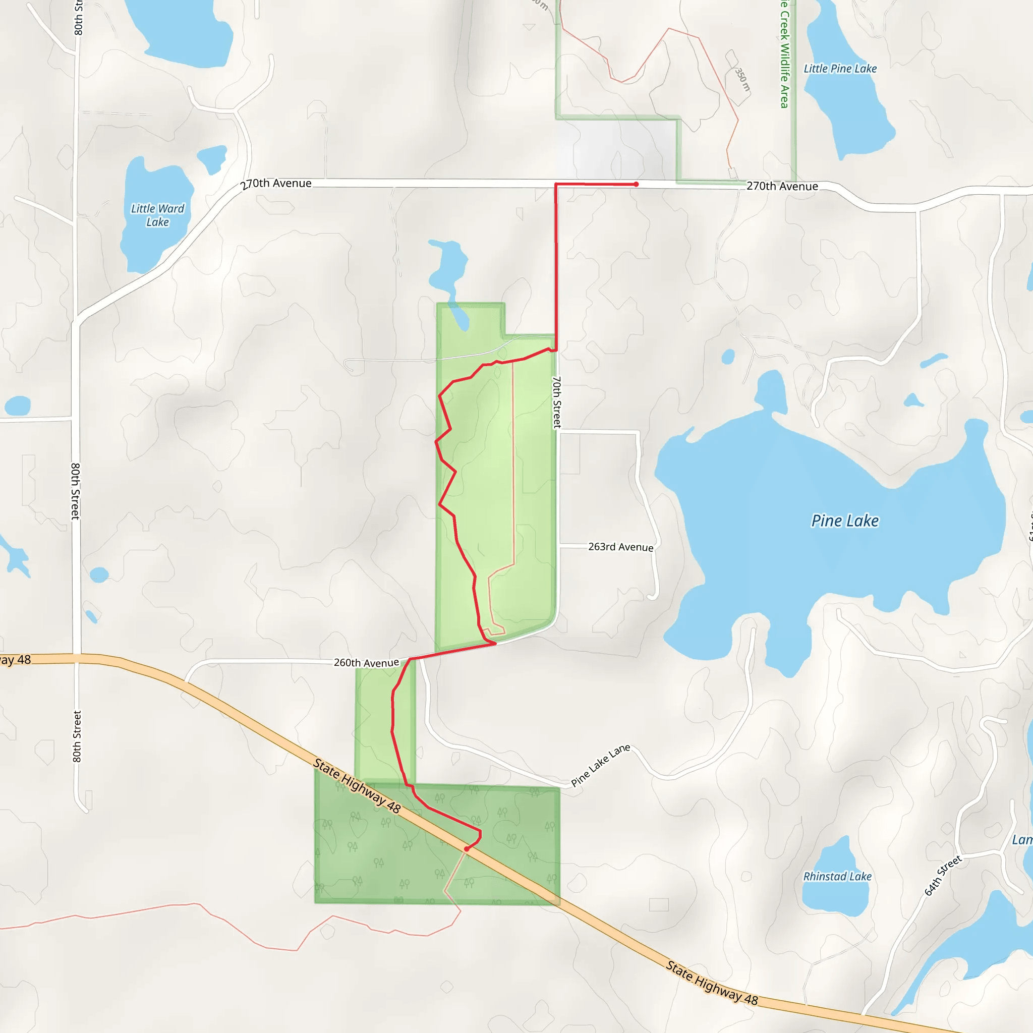 Ice Age Trail - Pine Lake mobile static map