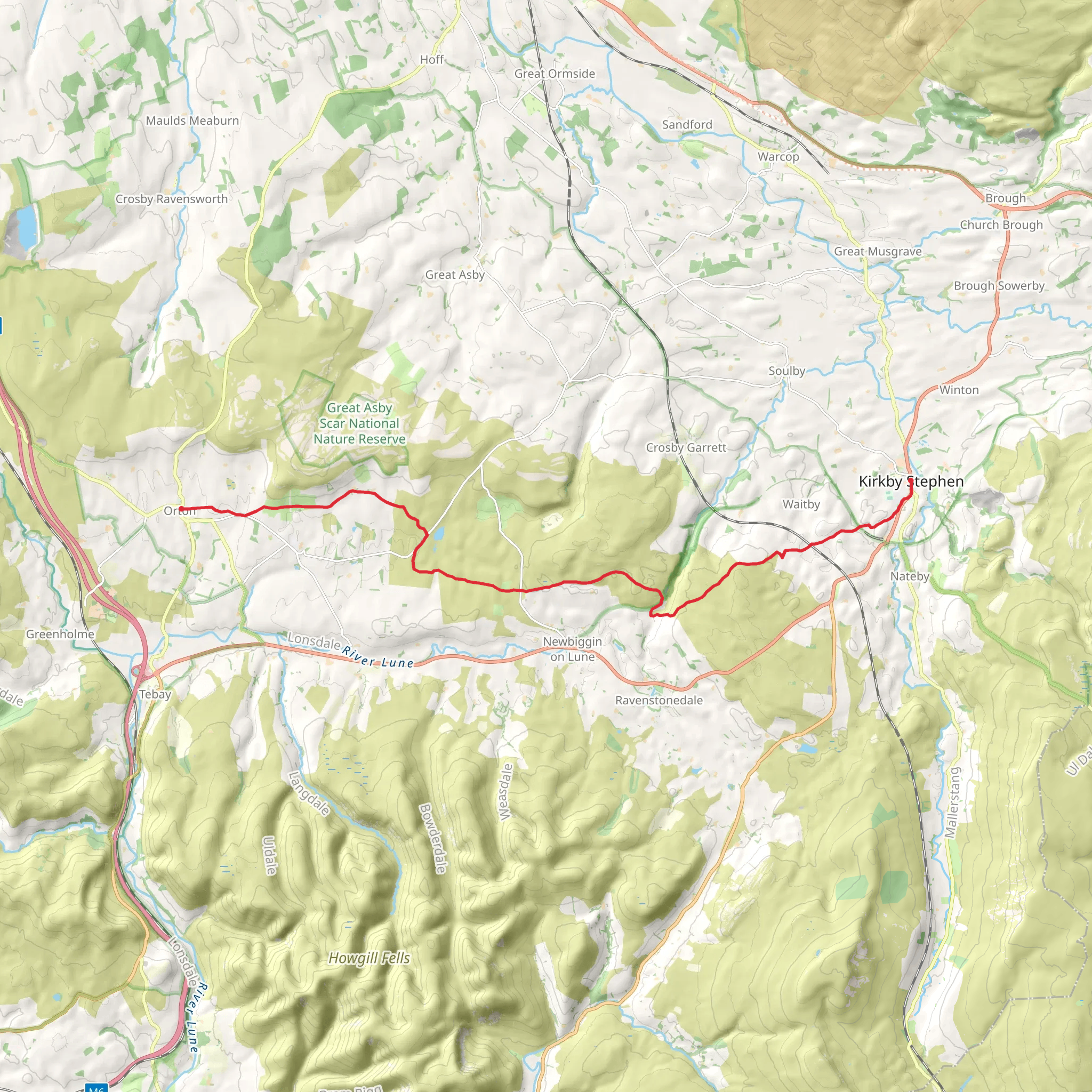 Orton to Kirkby Stephen Walk via Begin Hill mobile static map