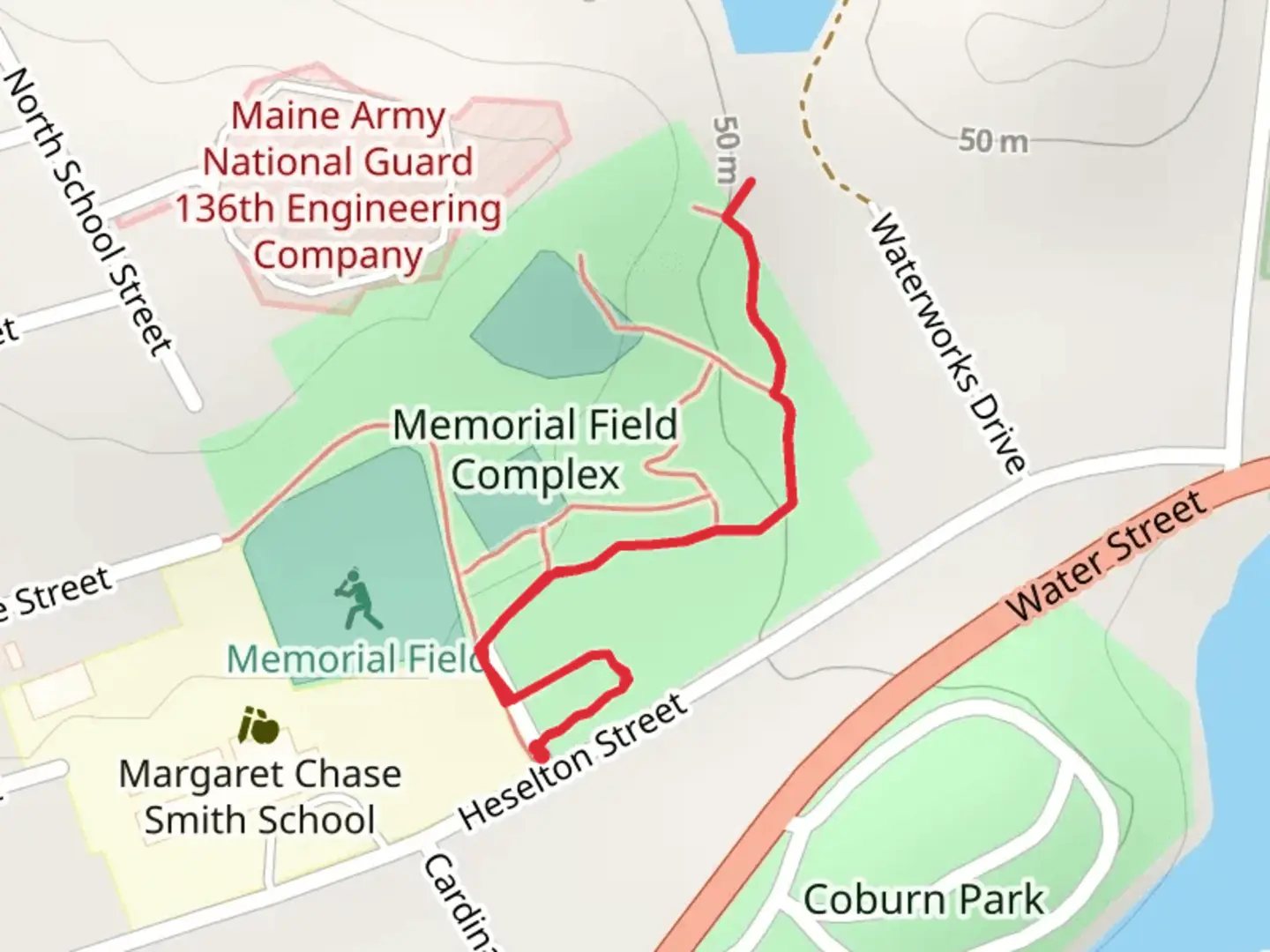 An image depicting the trail Heselton Street Nature Trail and its surrounding area.