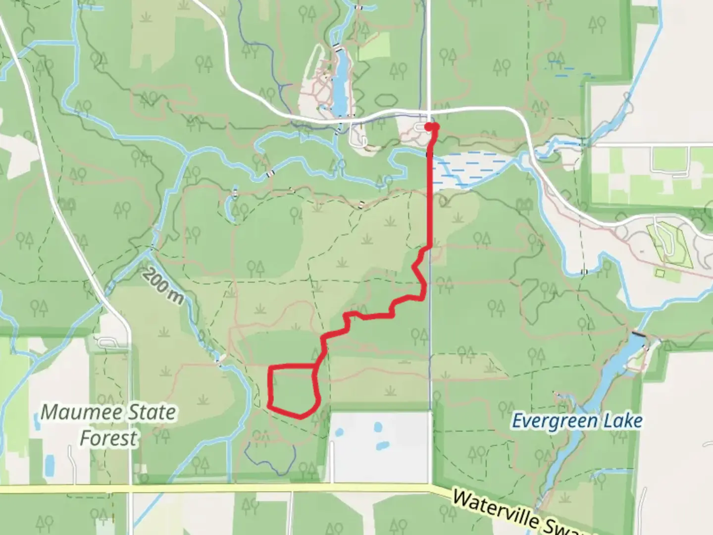An image depicting the trail Oak Openings Hiking and Ridge and Ridge Loop Trail and its surrounding area.