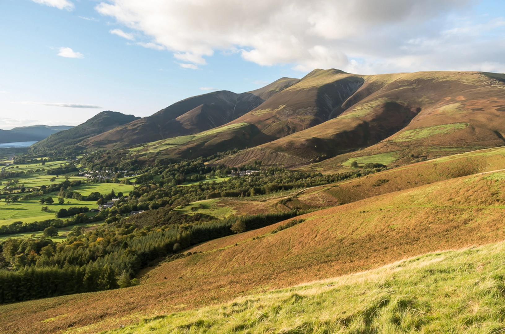 An image depicting the trail Latrigg Walk from Bruntholm Wood and its surrounding area.