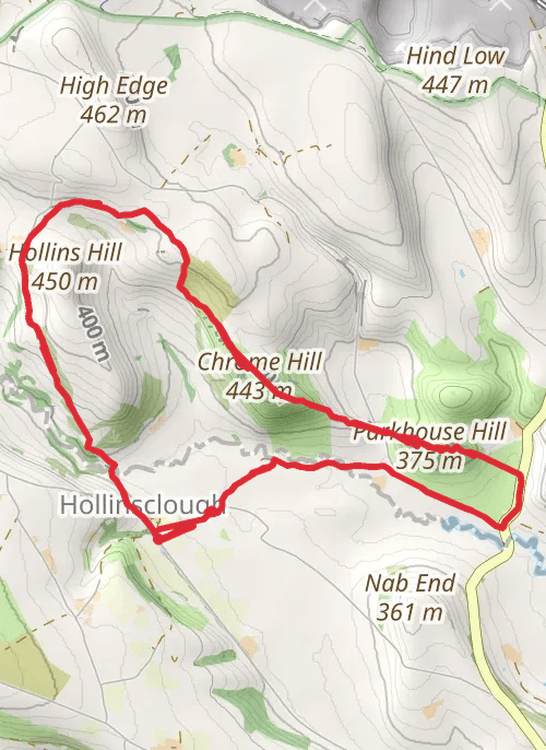 Hike on The Dragon's Back - Chrome Hill from Hollinsclough mobile static map