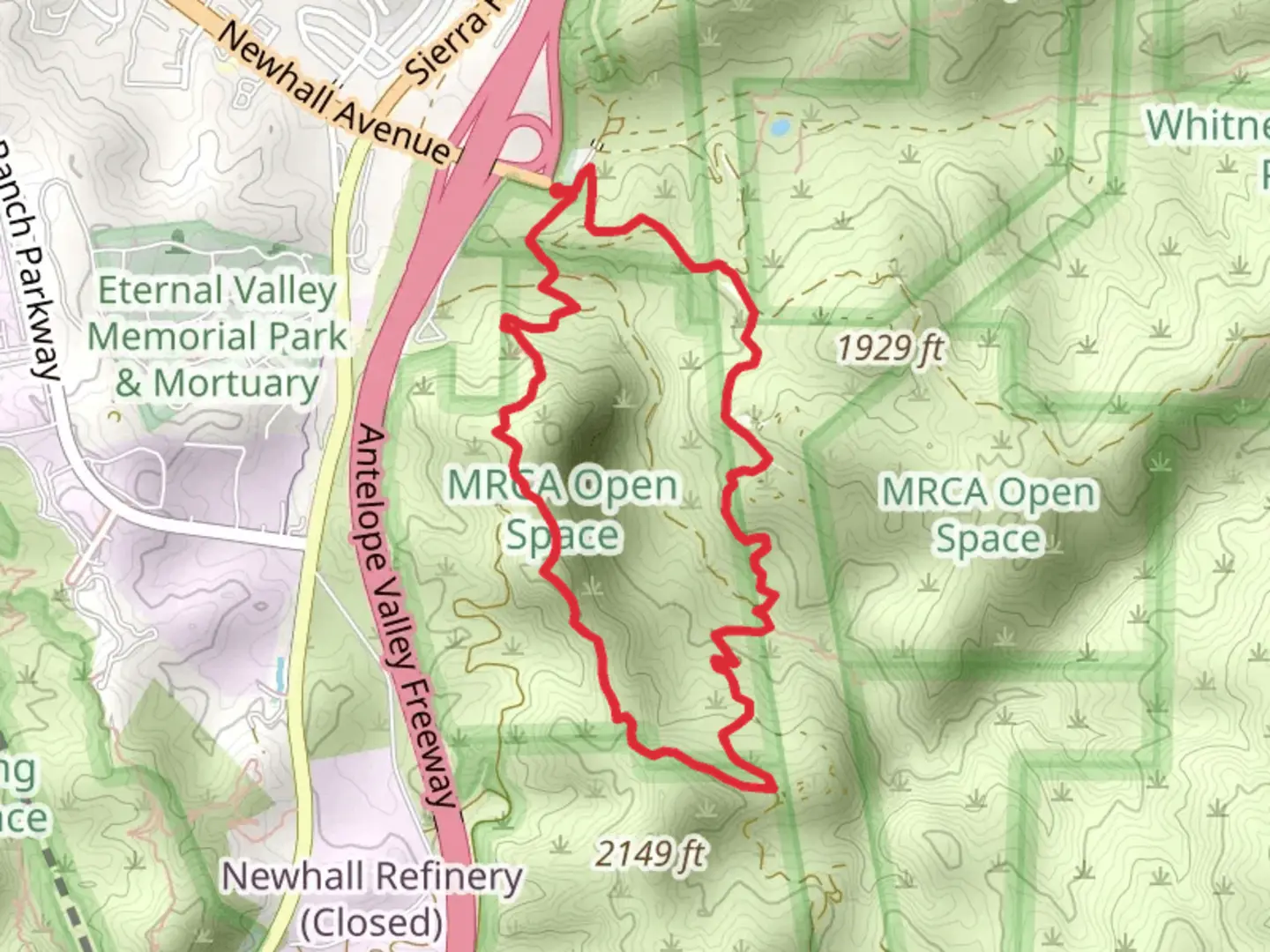 An image depicting the trail Santa Clara Trail and Elsmere Canyon Road Loop and its surrounding area.