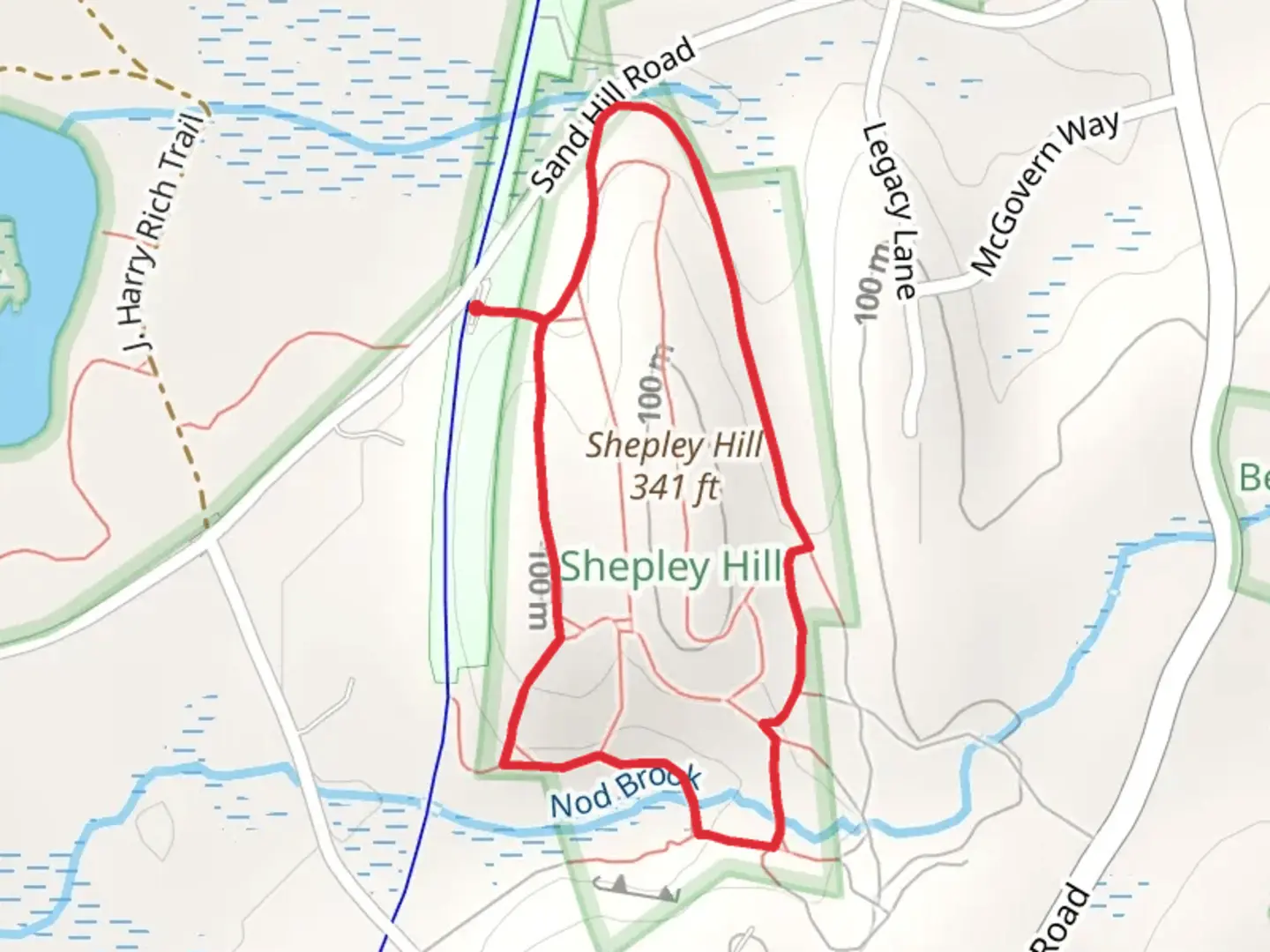 An image depicting the trail Shepley Steeplechase Trail and its surrounding area.