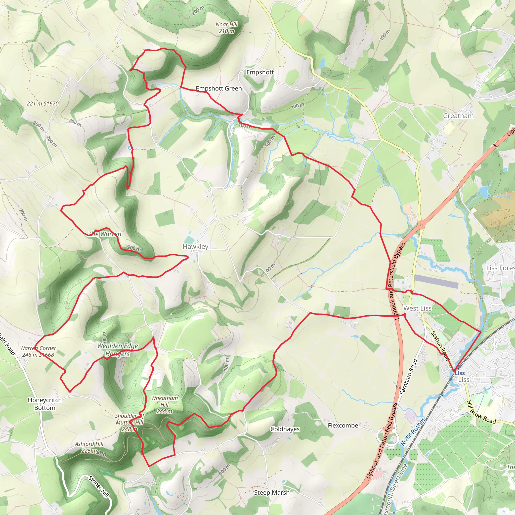 Liss, Warren Corner and Empshott Loop mobile static map