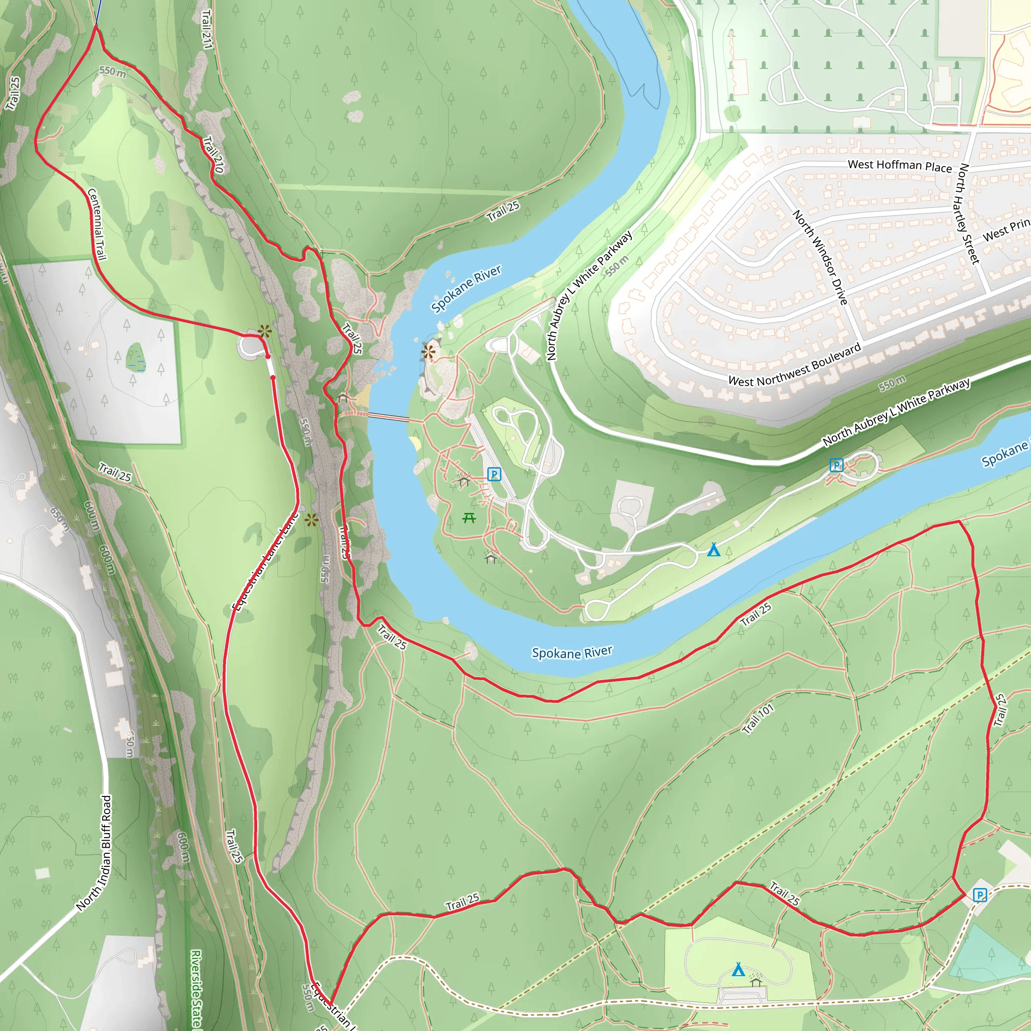 Centennial and Trail 25 Loop mobile static map
