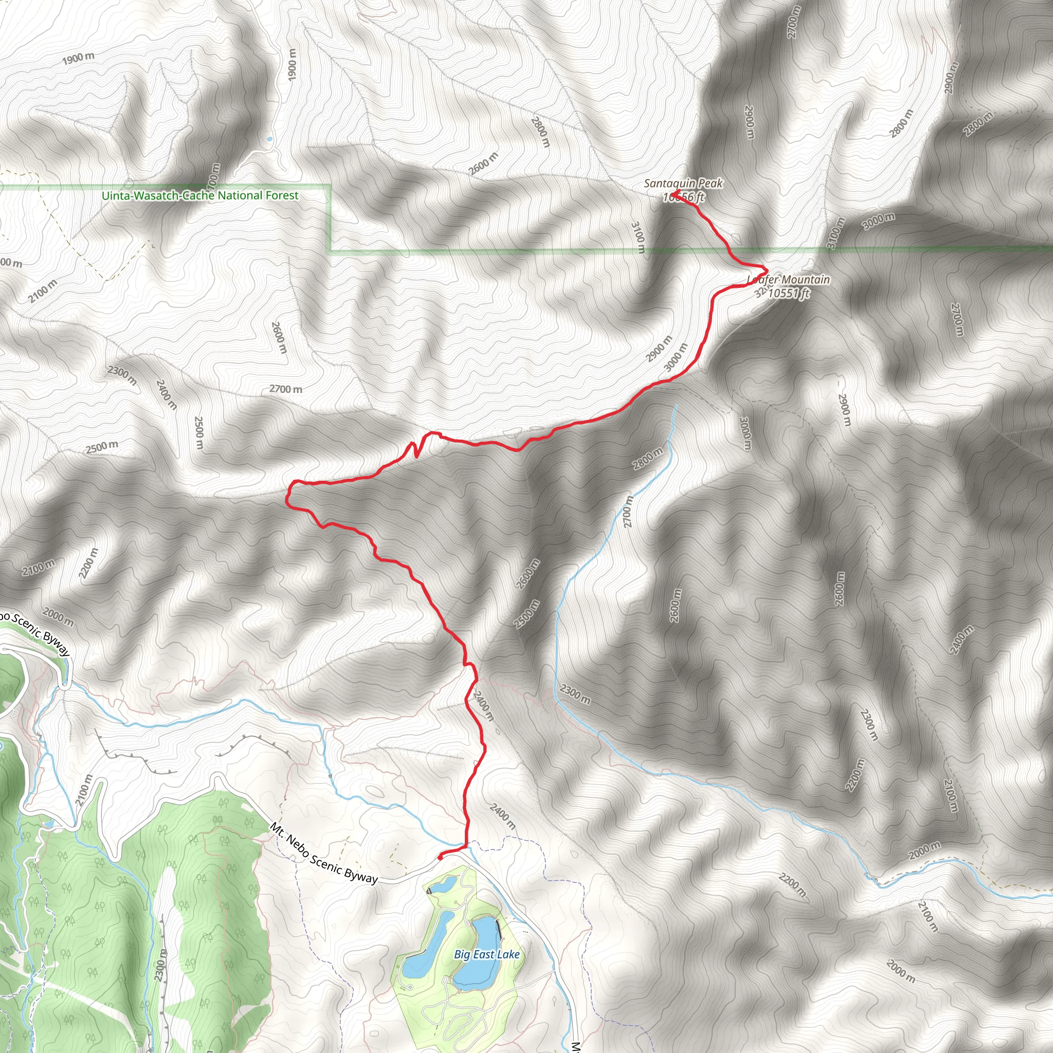Santaquin Peak via Loafer Mountain Trail mobile static map