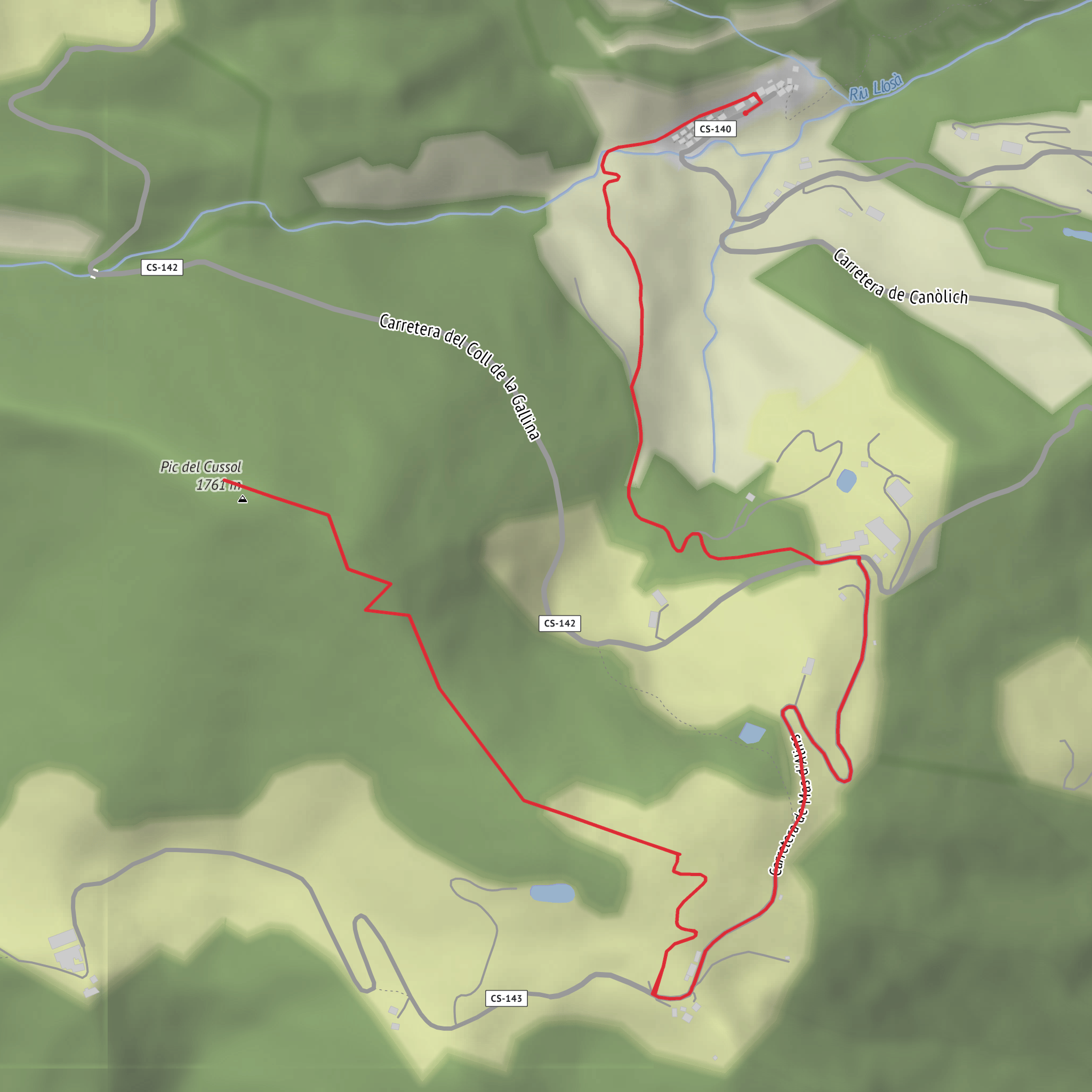 Pic del Cussol des de Fontaneda mobile static map