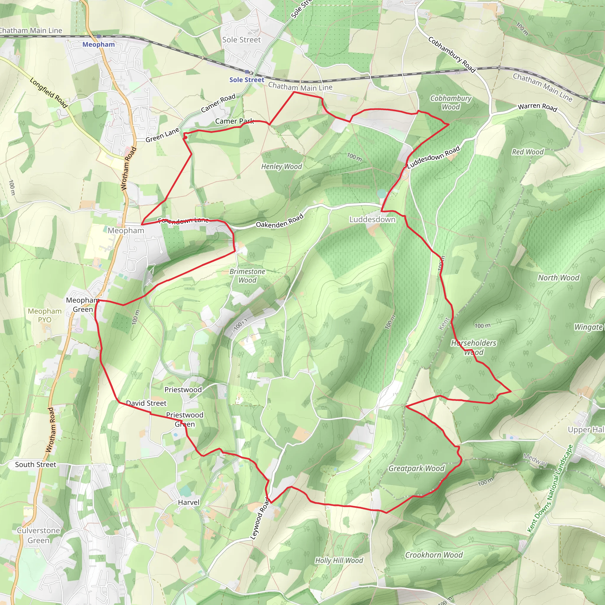 Greatpark Wood, Horseholders Wood and Camer Park Loop mobile static map