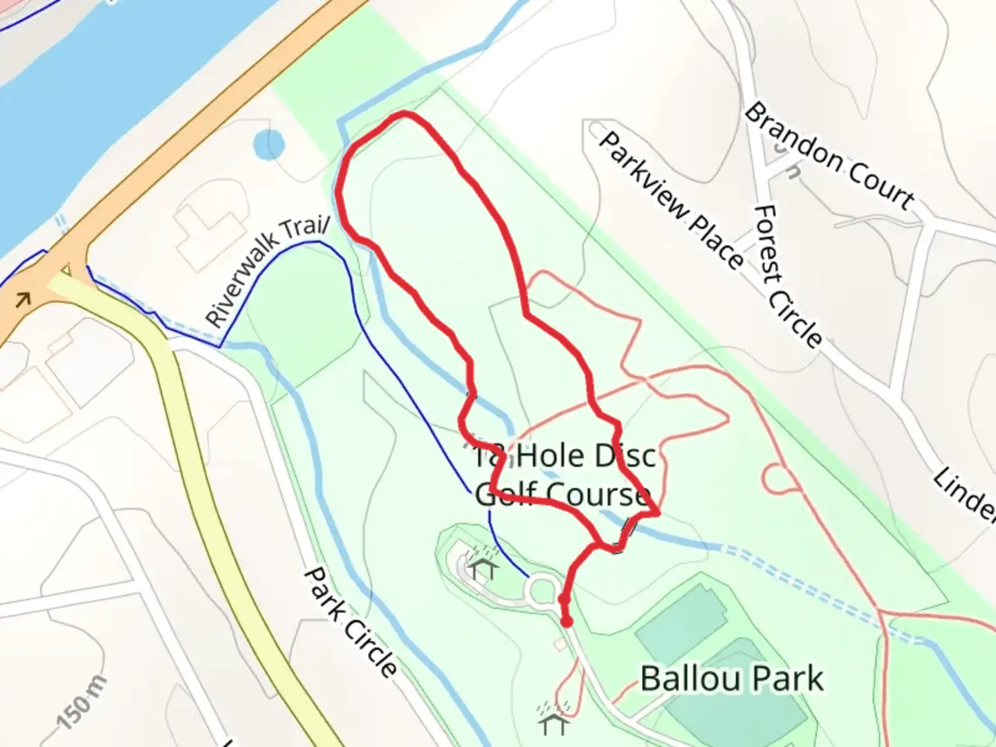 An image depicting the trail Ballou Park Nature Loop Trail and its surrounding area.
