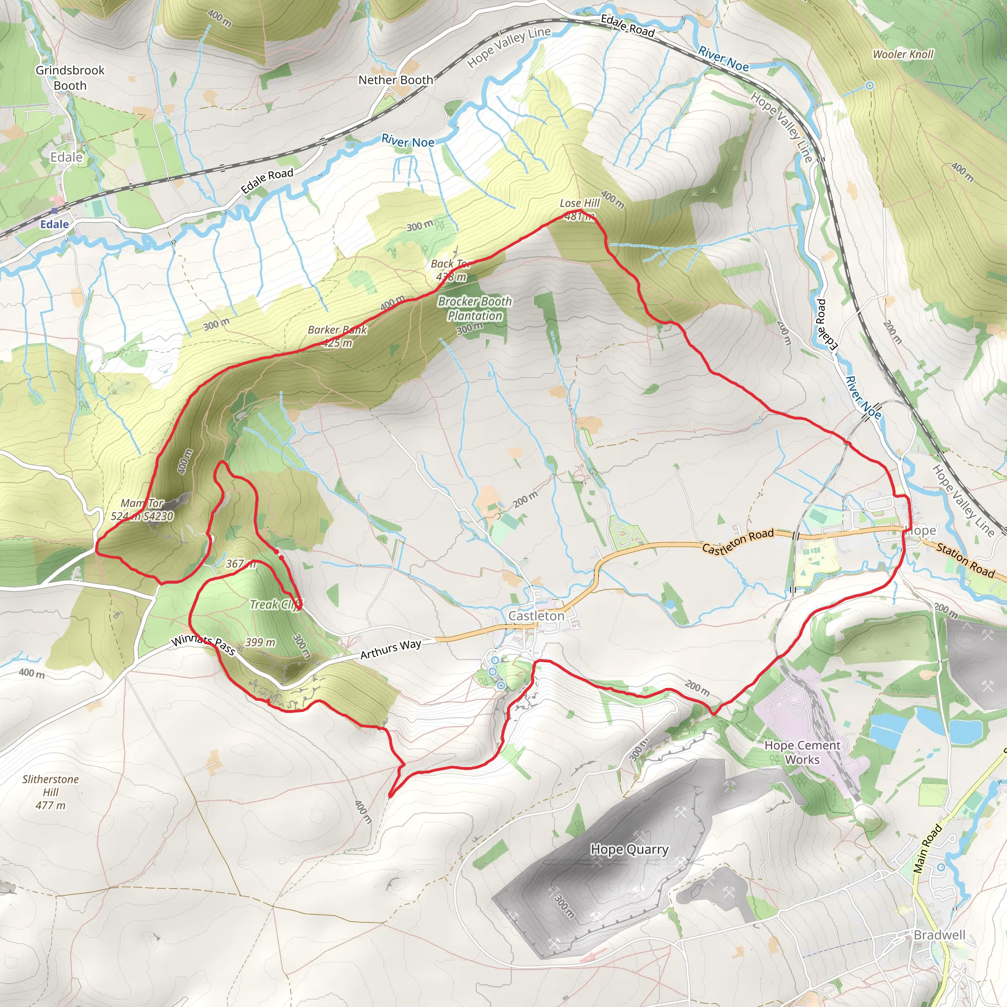Great Ridge, Hope and Cave Dale Circular mobile static map