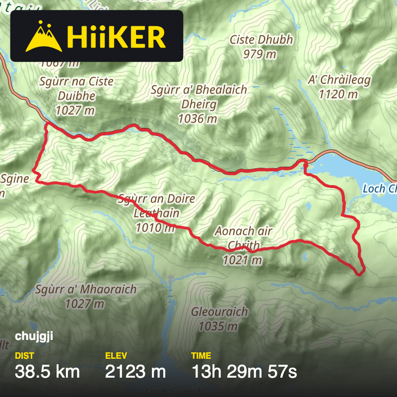 A map preview of the recording South Glen Shiel Ridge.
