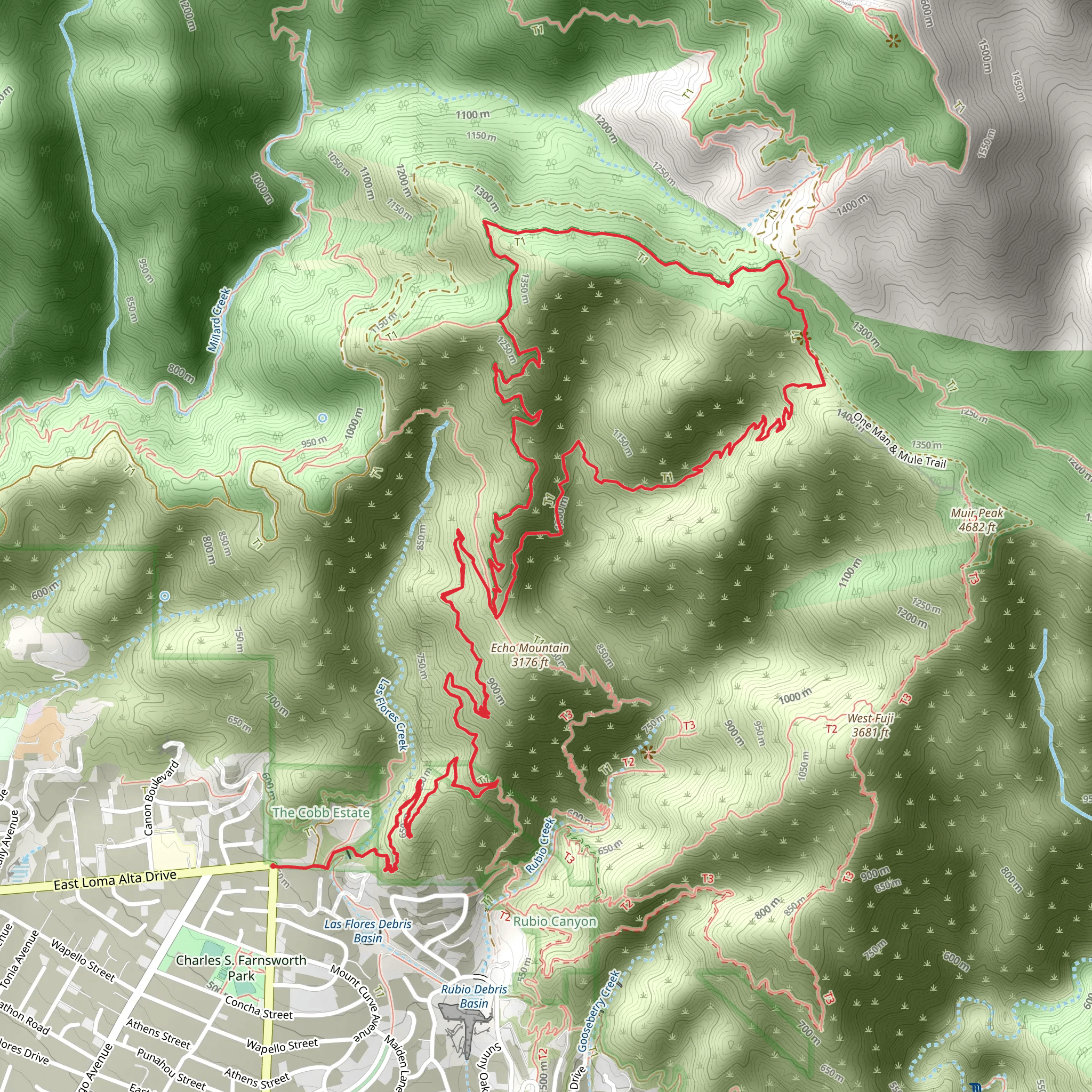 Castle Canyon - Lower and Middle Sam Merrill Loop Trail mobile static map
