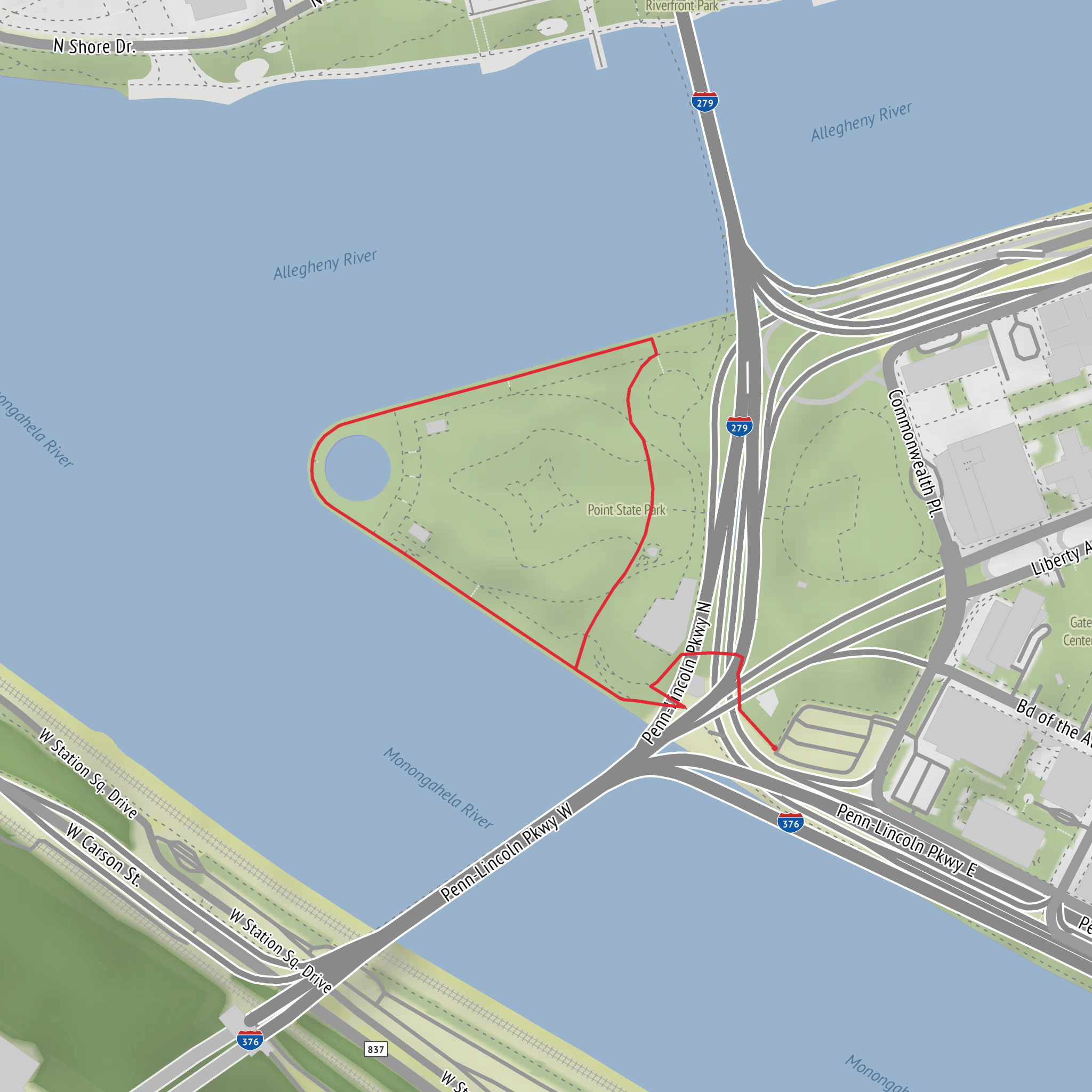 Great Allegheny Passage via Three Rivers Heritage Trail mobile static map