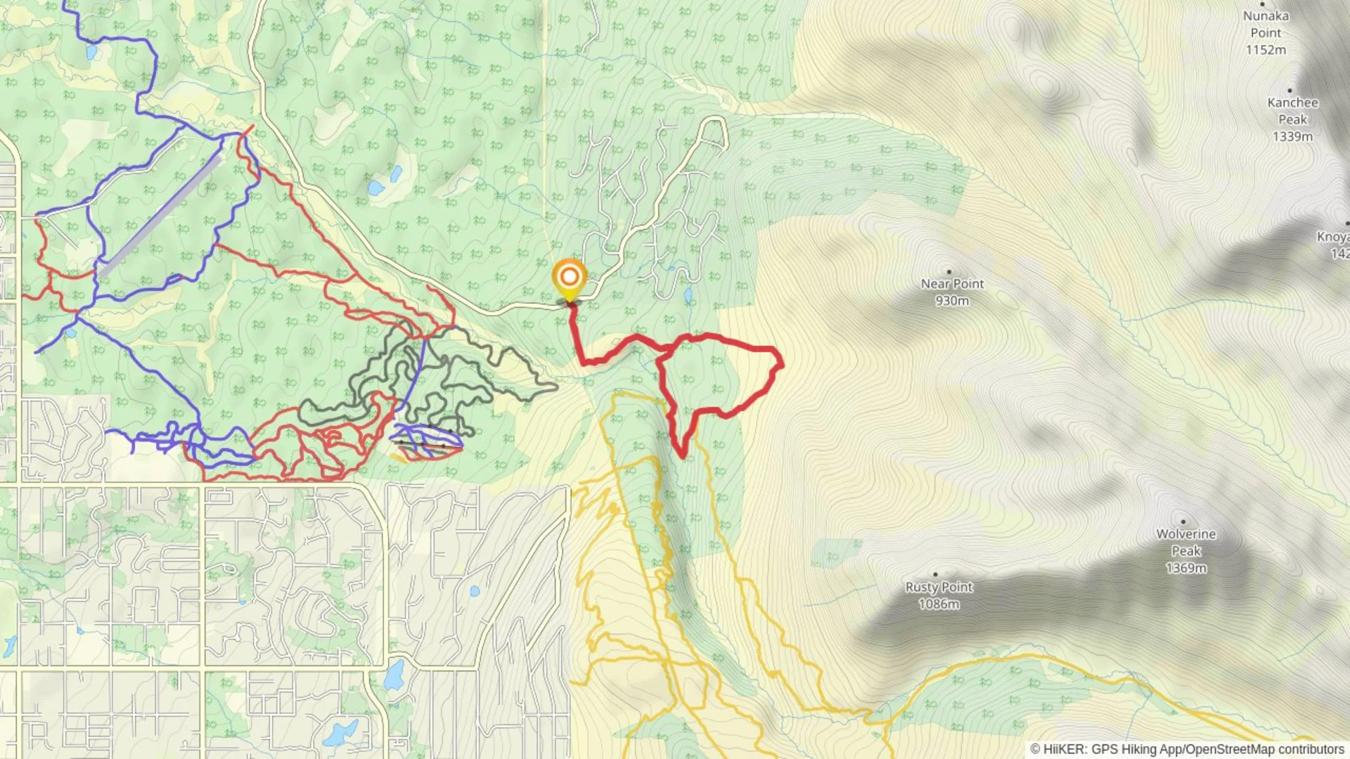 An image depicting the trail Basher trail South Fork and Wolverine Loop Trail and its surrounding area.
