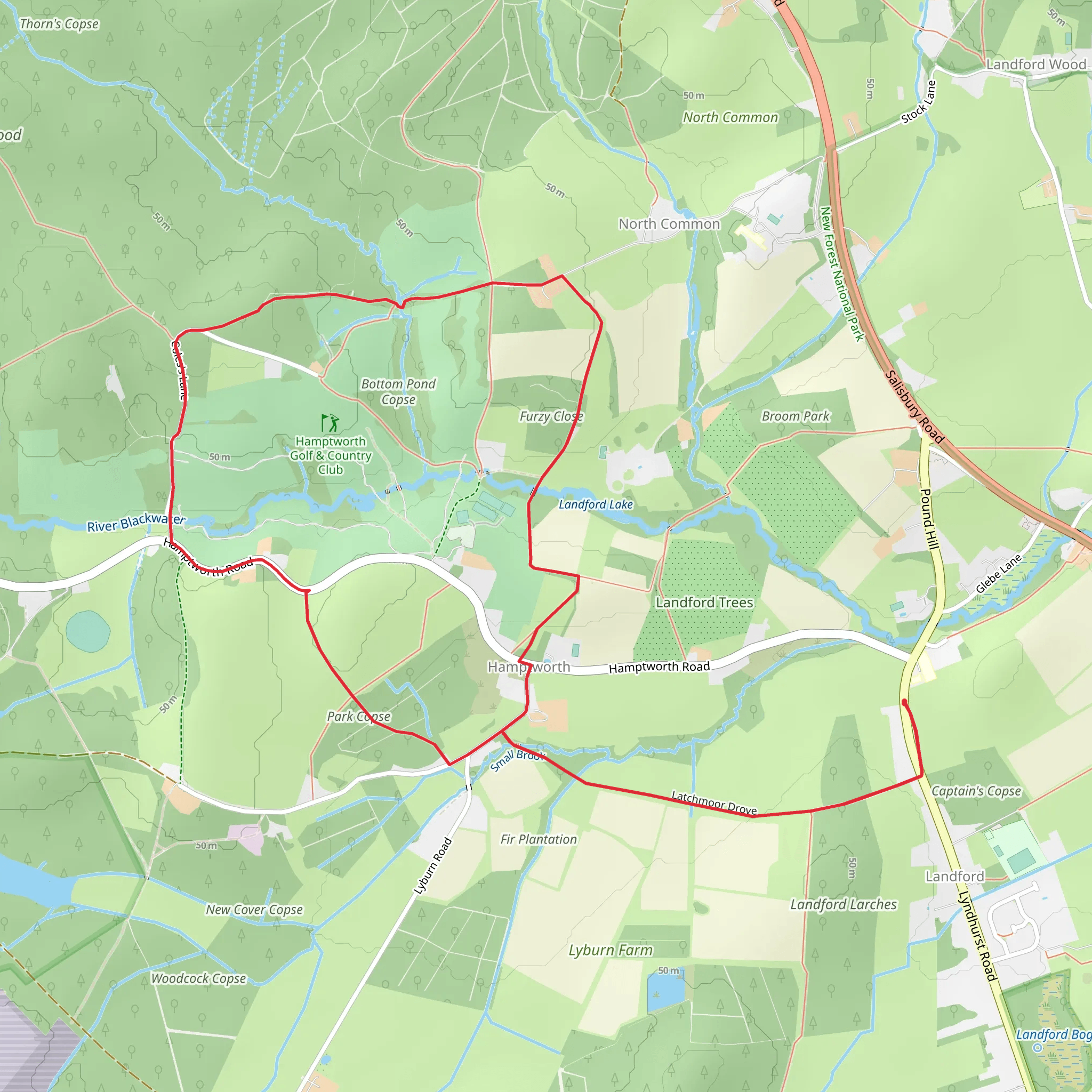 Landford and Hamptworth Walk mobile static map