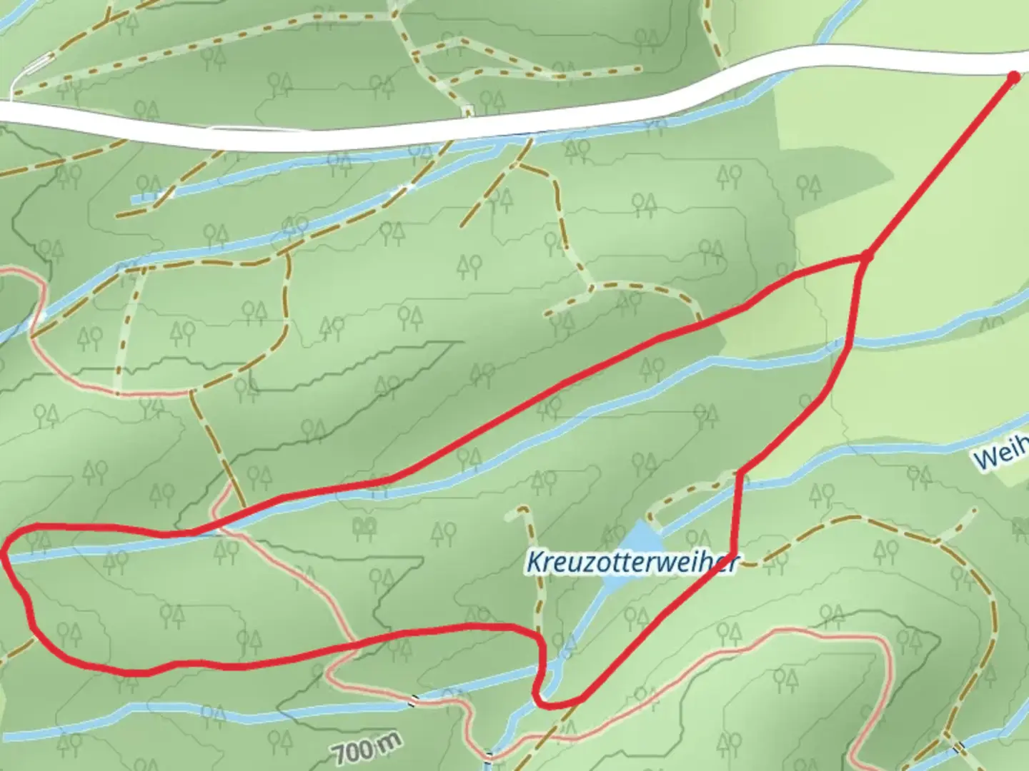 An image depicting the trail Weihergraben Loop and its surrounding area.