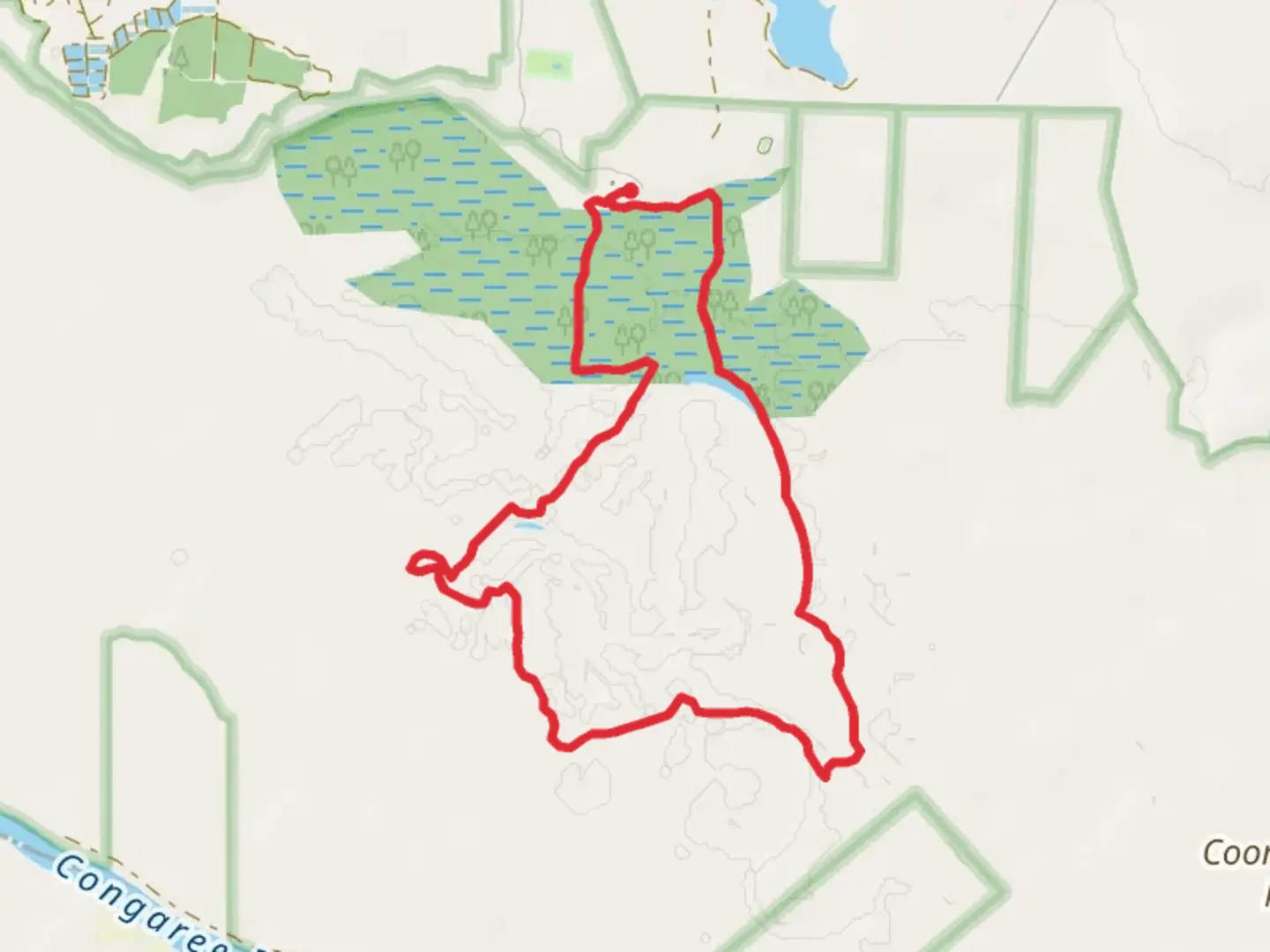 An image depicting the trail Boardwalk, Caroline Sims, Oakridge and Weston Lake Loop Trail and its surrounding area.