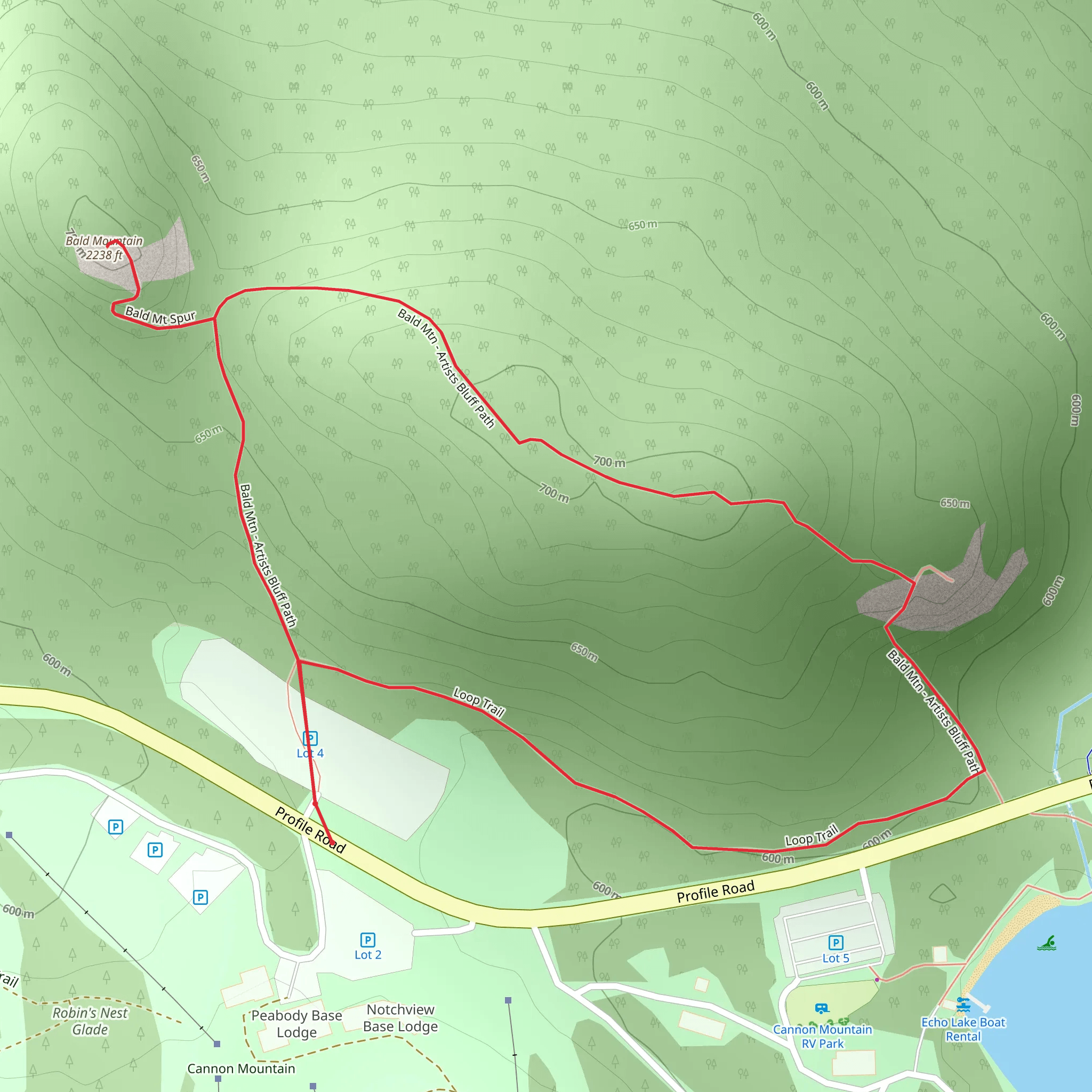 Bald Mountain via Bald Mtn - Artists Bluff Path Loop mobile static map