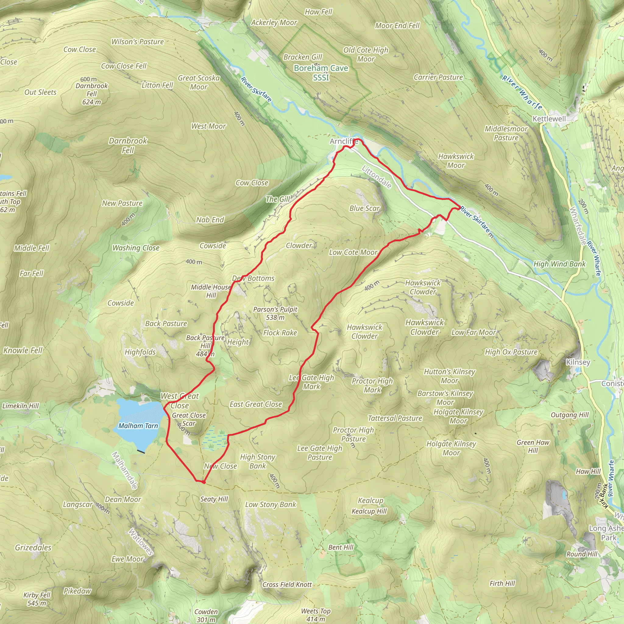 Arncliffe from Malham Tarn mobile static map