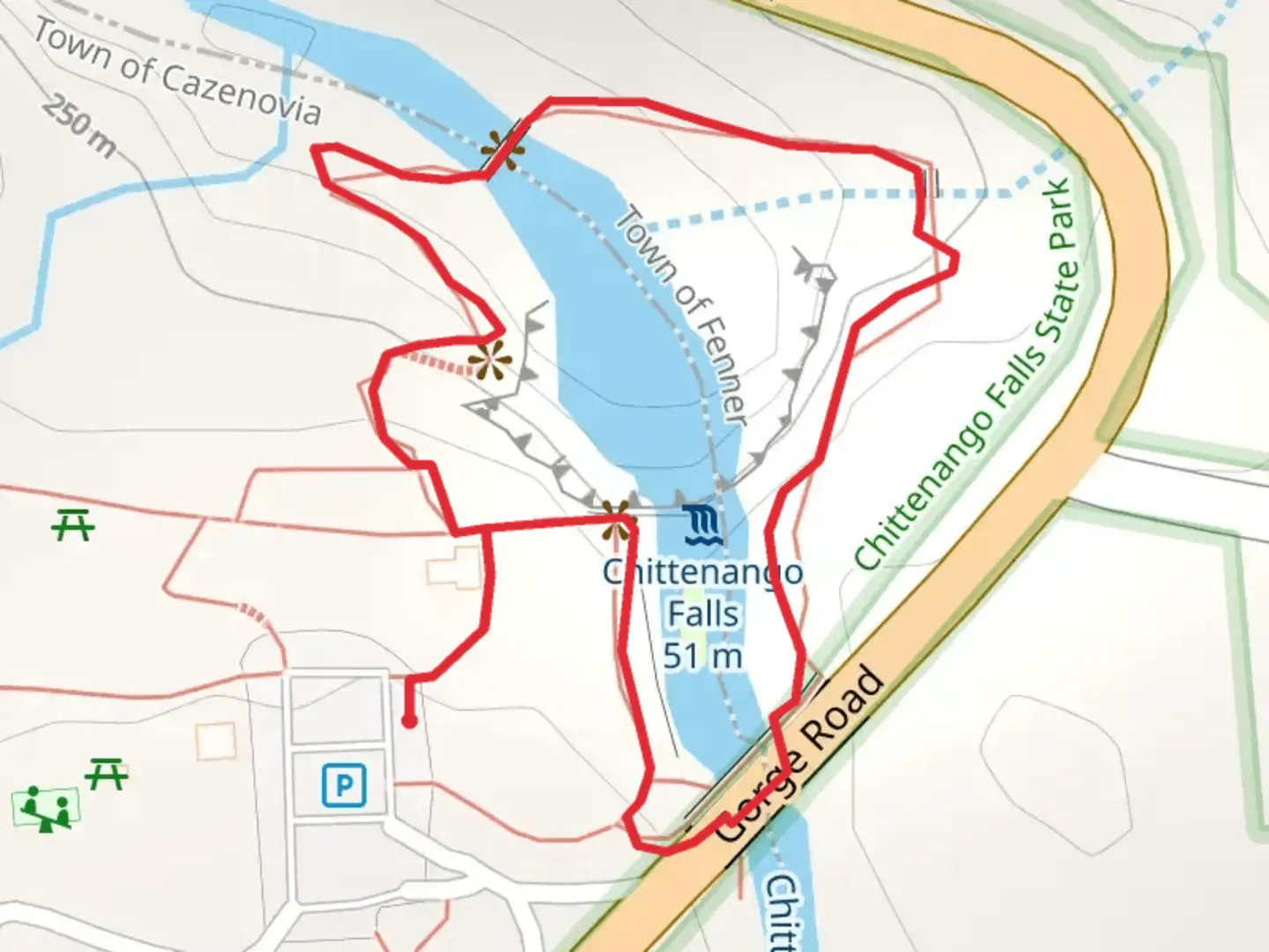 An image depicting the trail Chittenango Creek Loop and its surrounding area.
